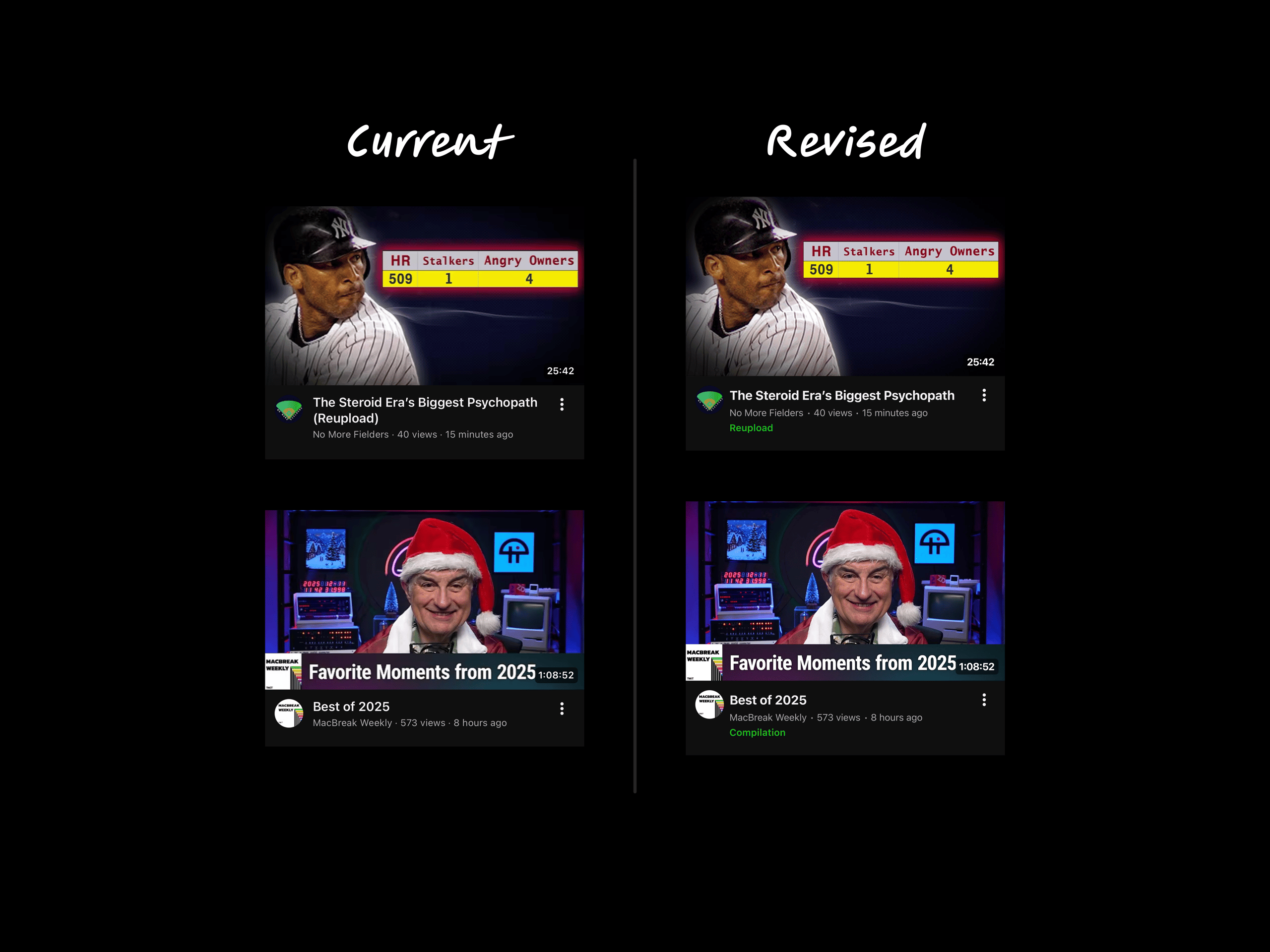 YouTube Reupload and Compilation Labels Feature Concept