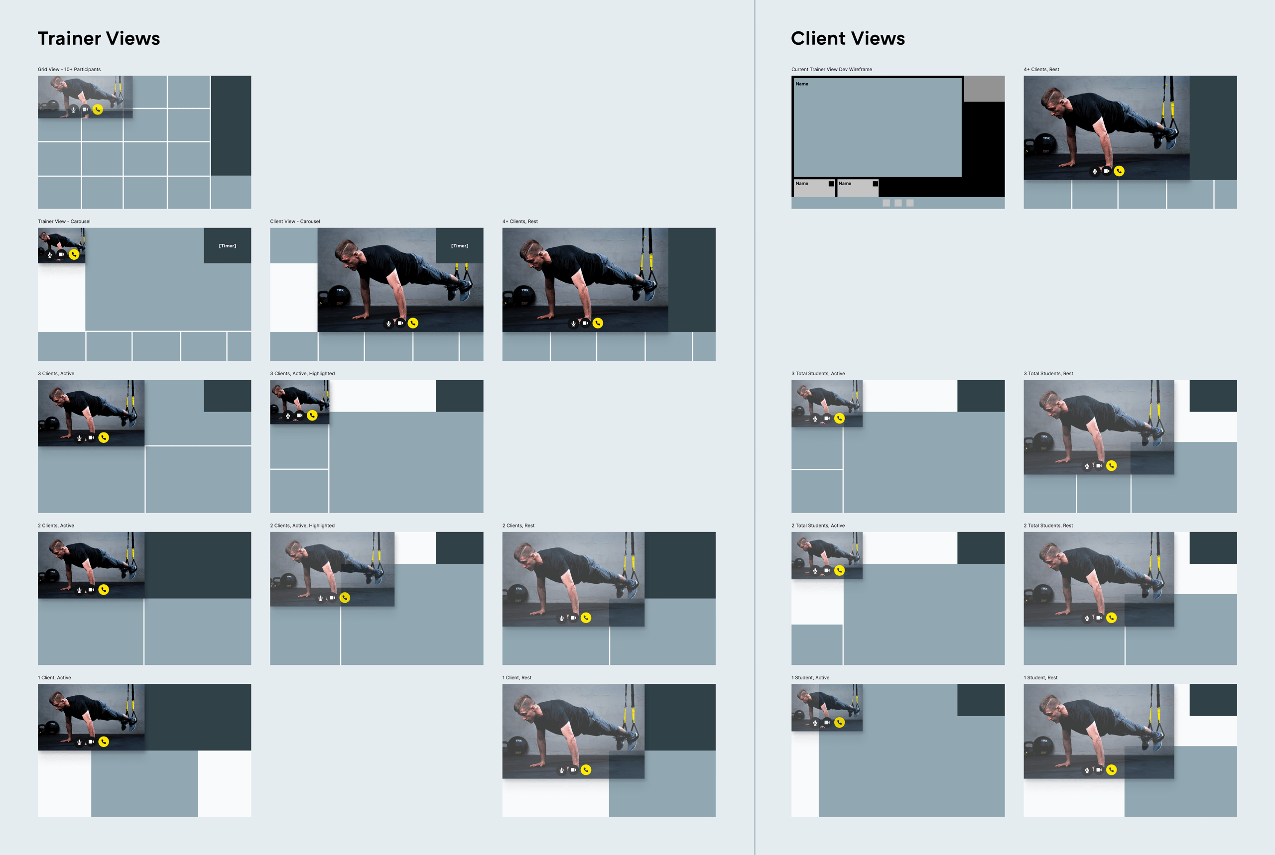 TRX Virtual Trainer Wireframes