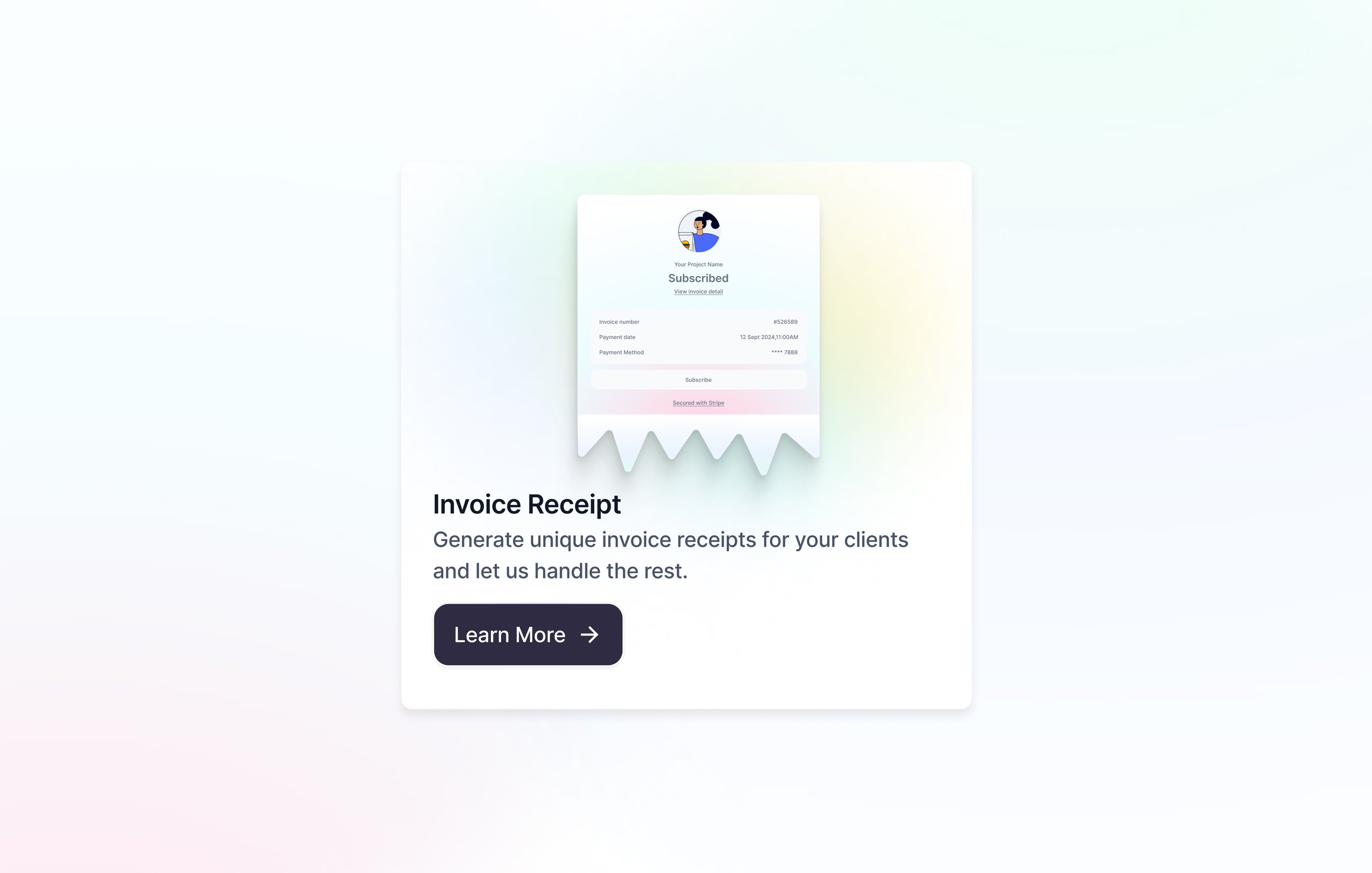 Gradient theme UI card ( Invoice receipt)