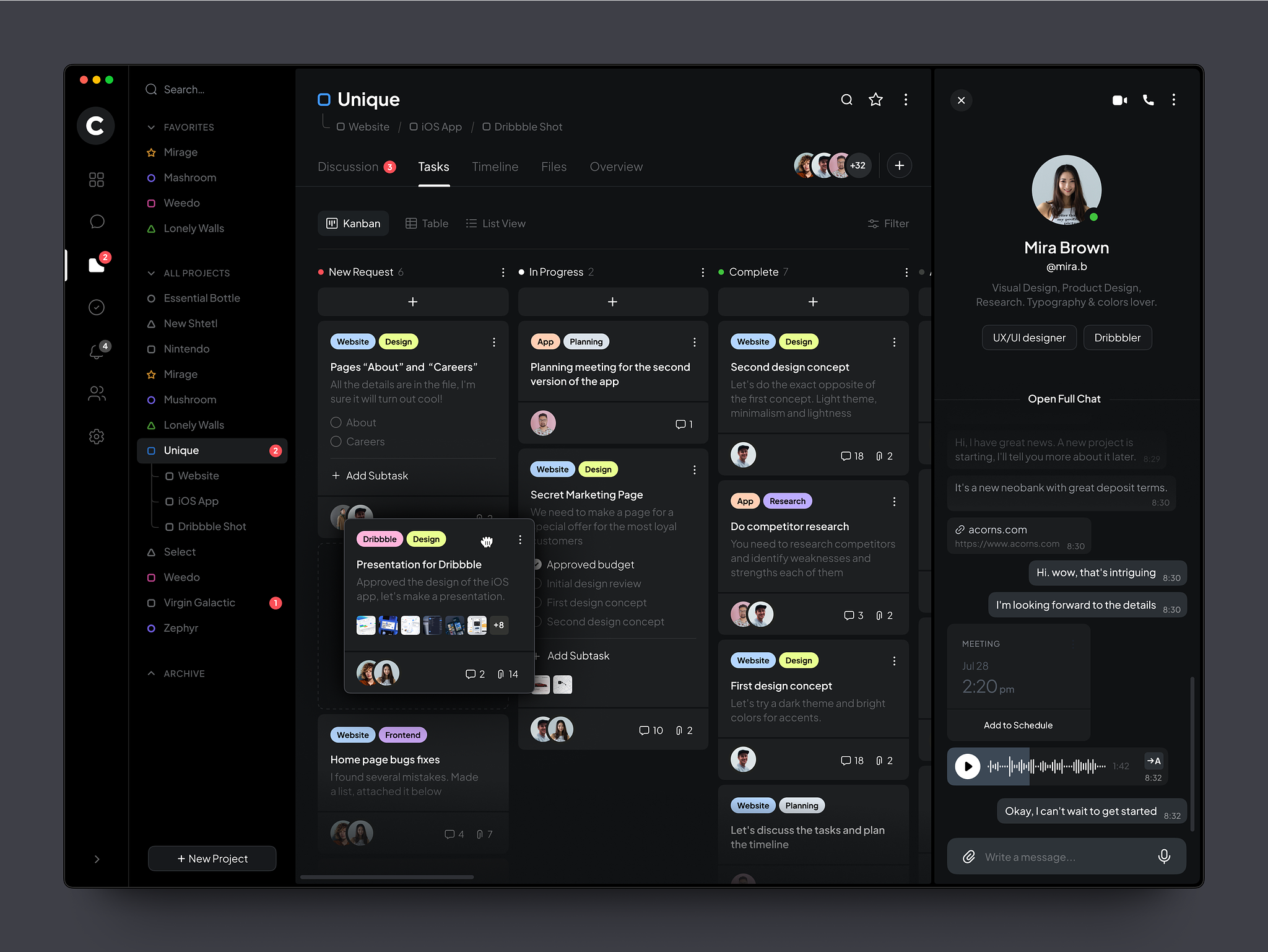 Team Management Dashboard Design Concept