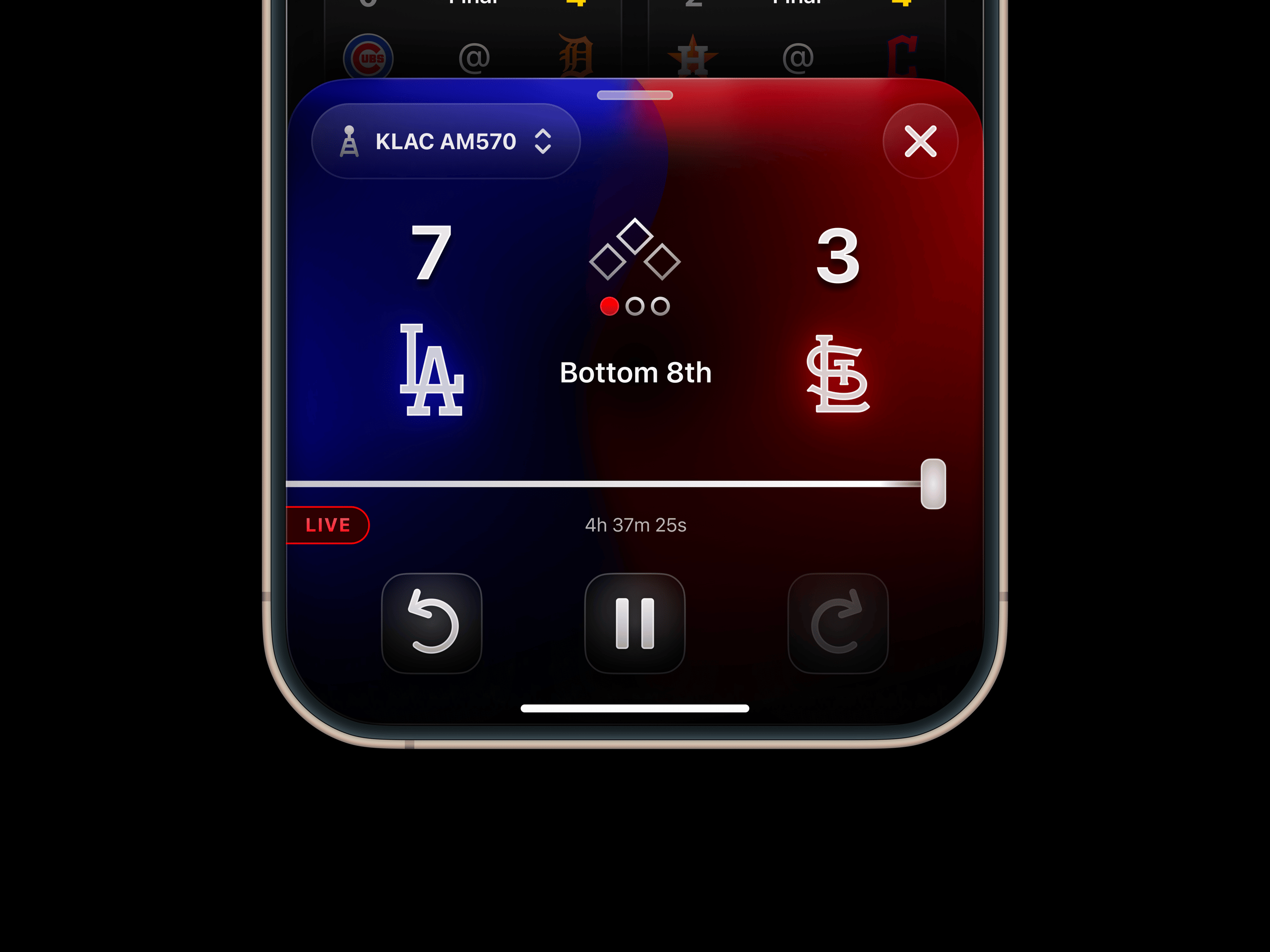 MLB iOS Audio Redesign UI/UX Concept