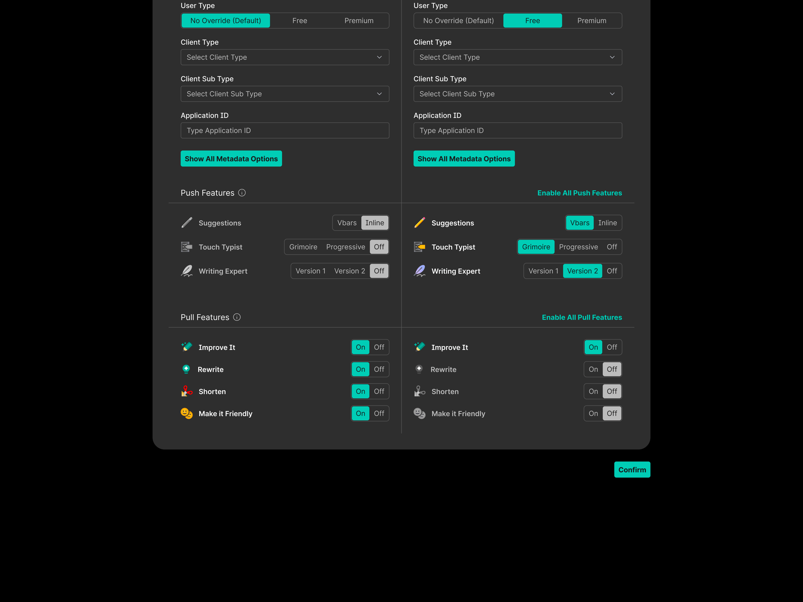 Internal Tool Input Form Toggles