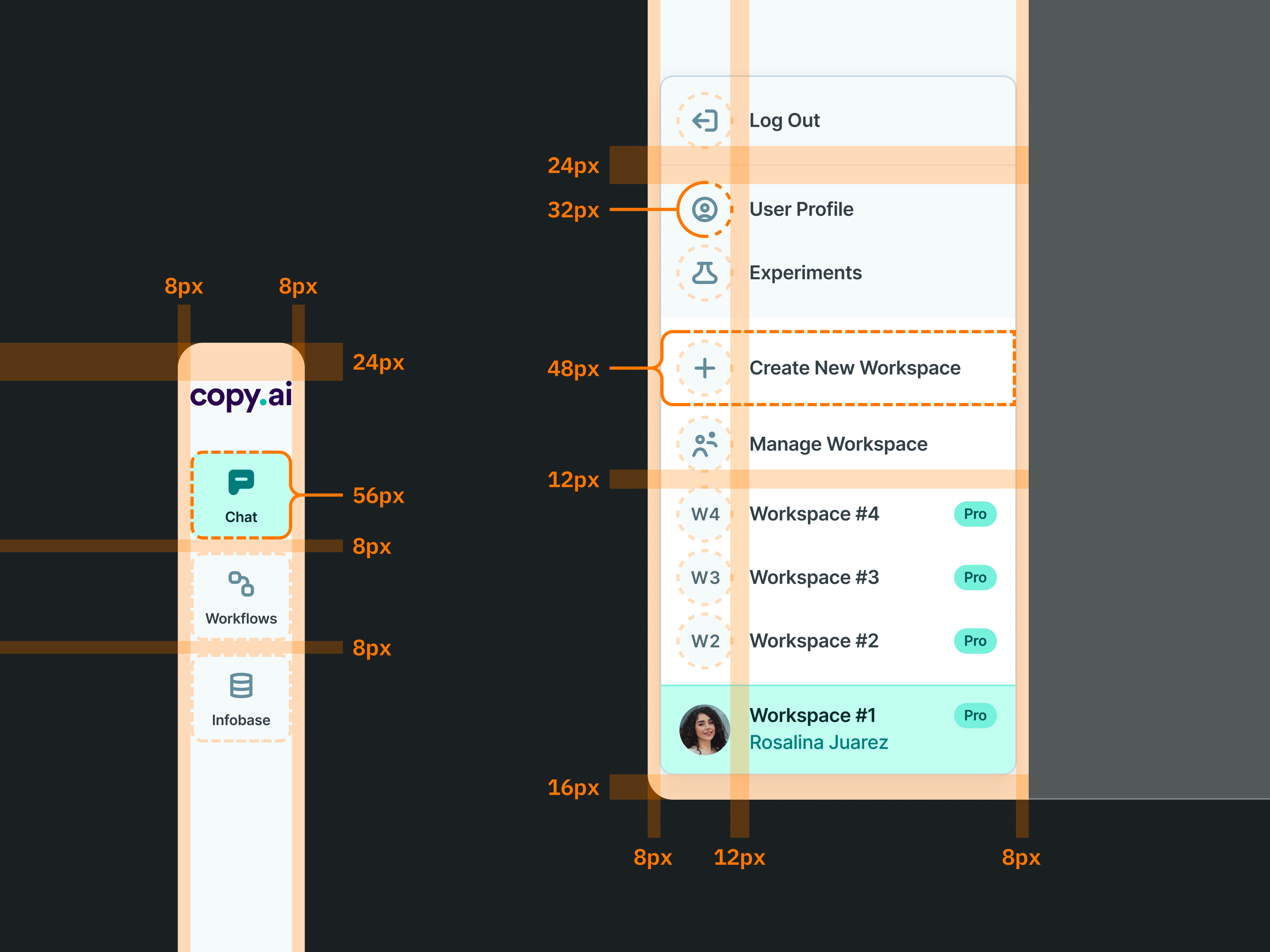 copy.ai Navigation Bar Grid Spacing