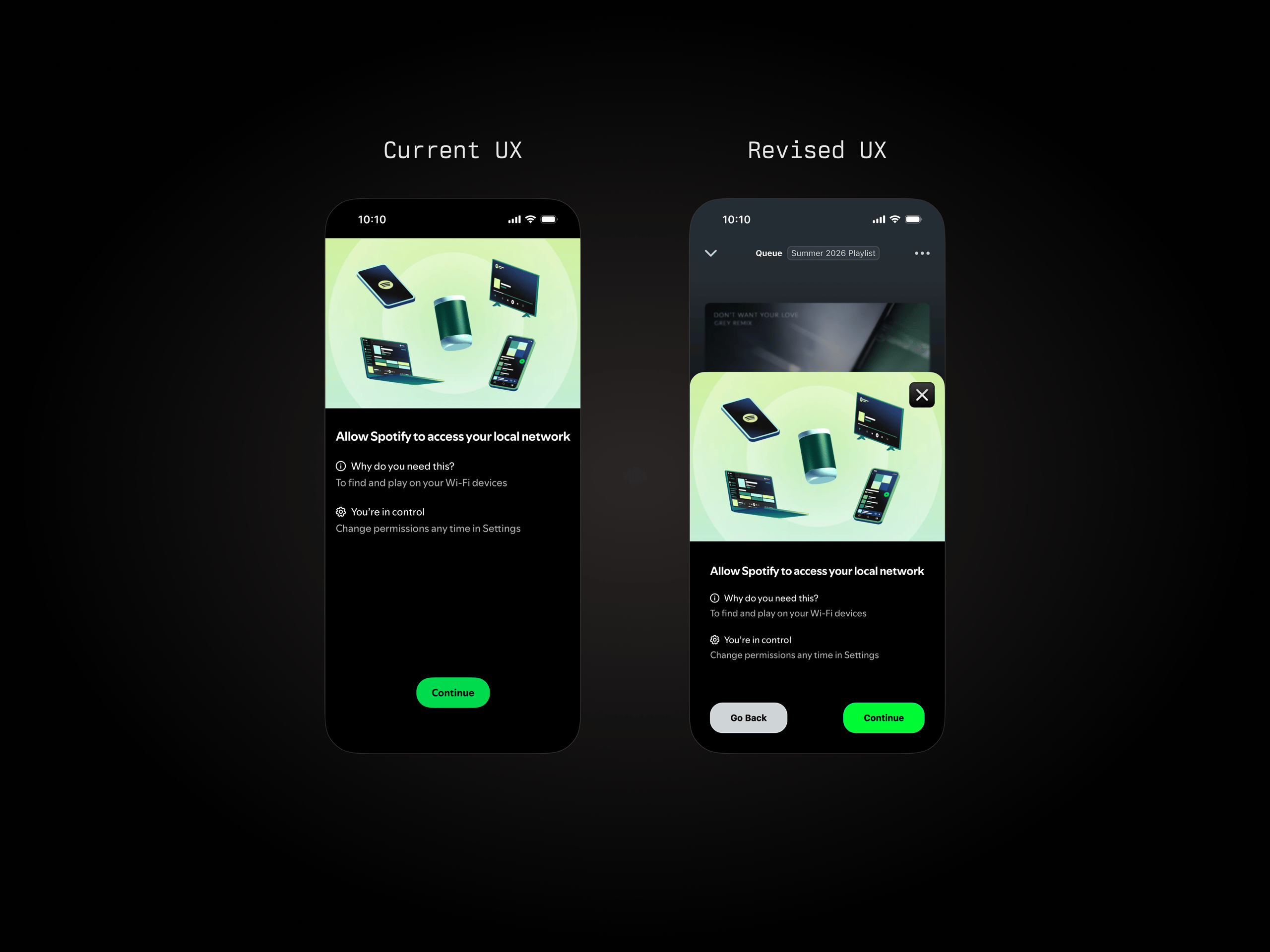 Spotify iOS Local Network Modal UX Fix