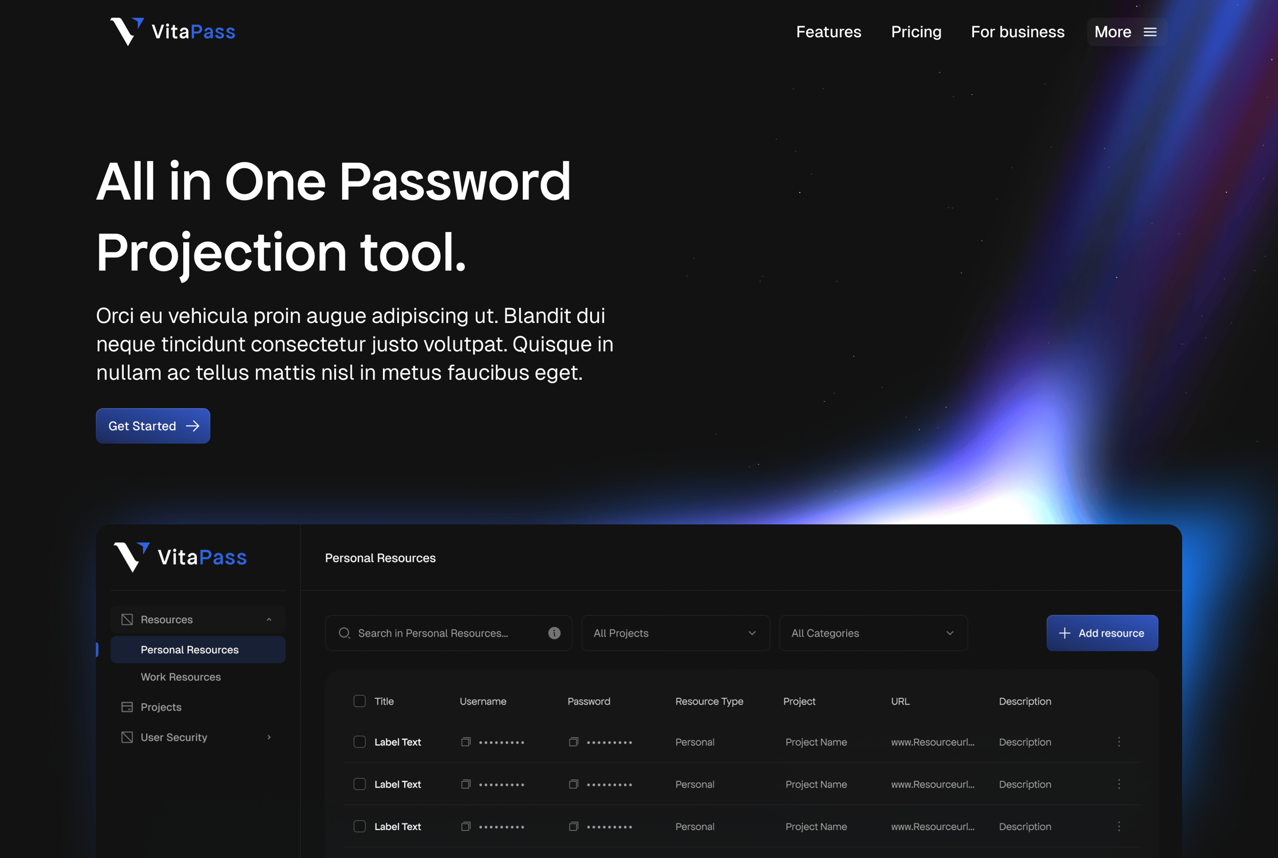 Password tool hero design