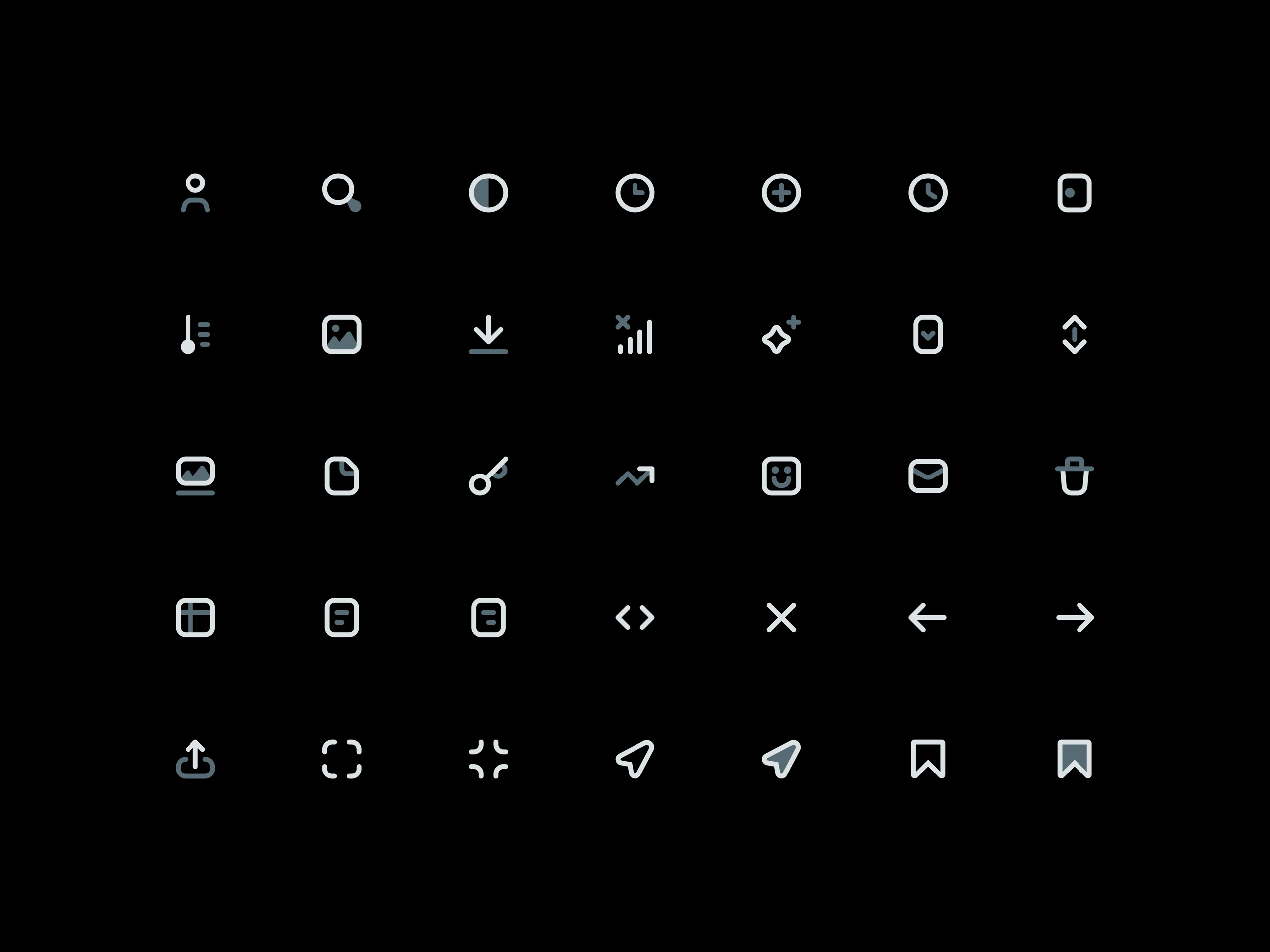 Location-Based Social Network Dark Mode Icons