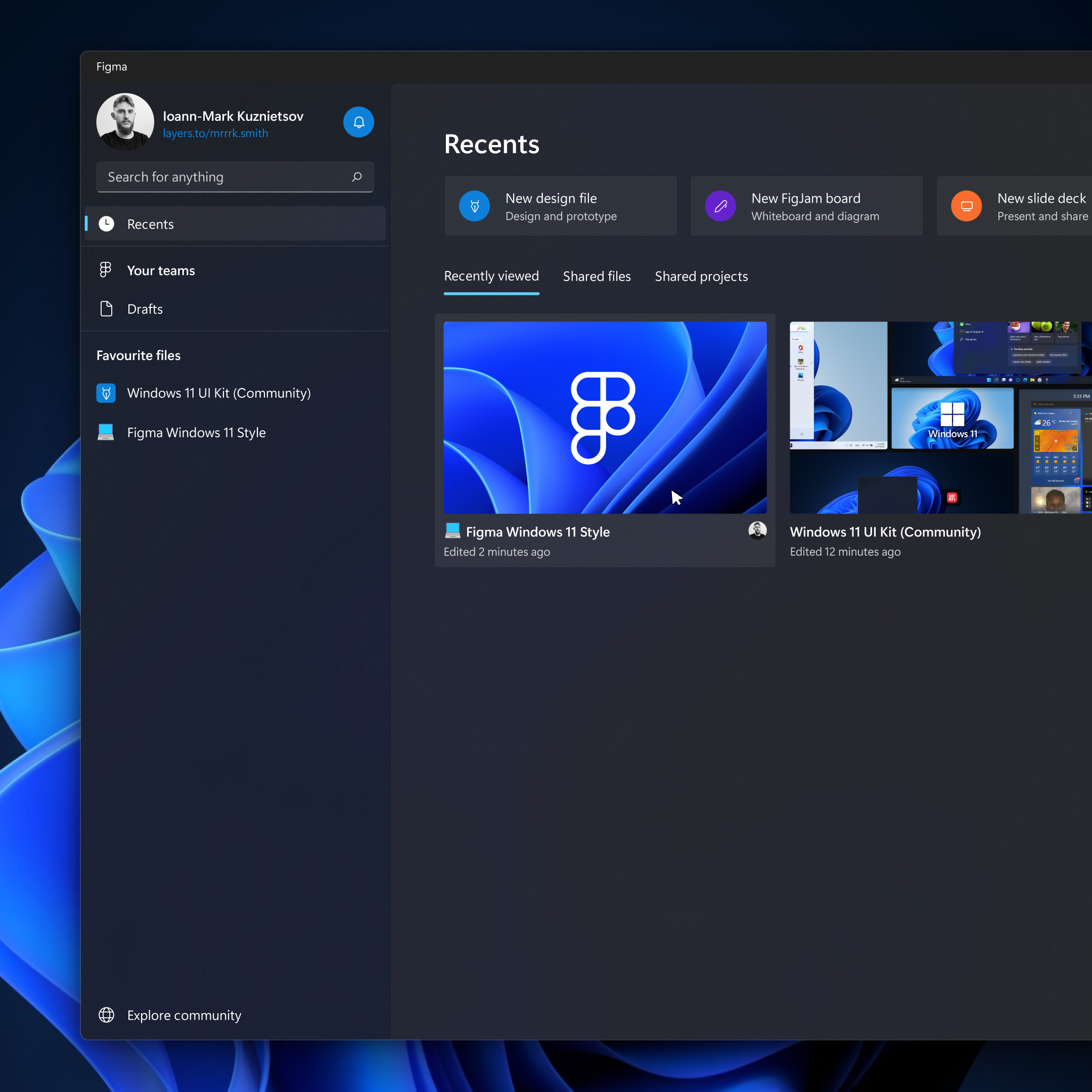 Figma for Windows 11 concept