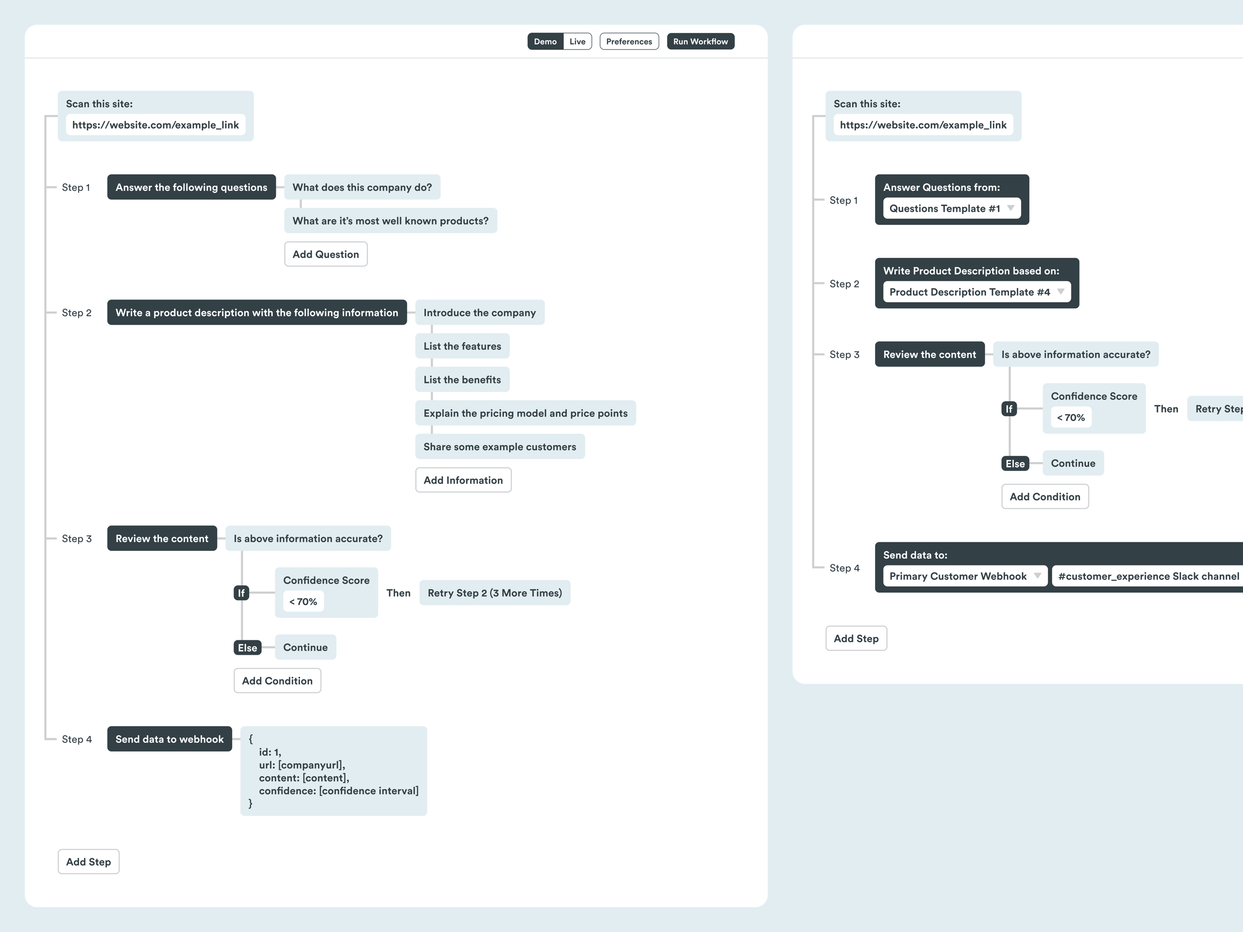 Early AI Workflows Wireframe for copy.ai