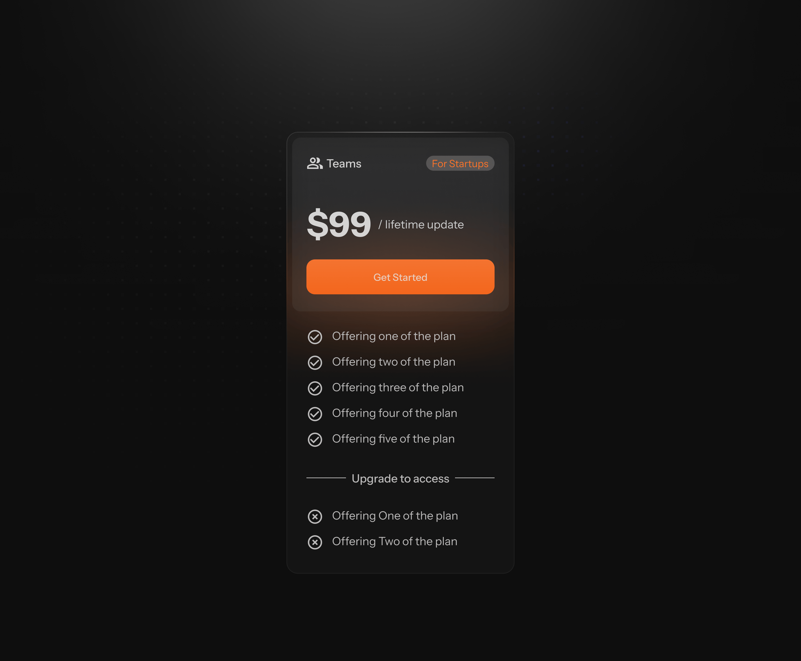 Pricing Card Component