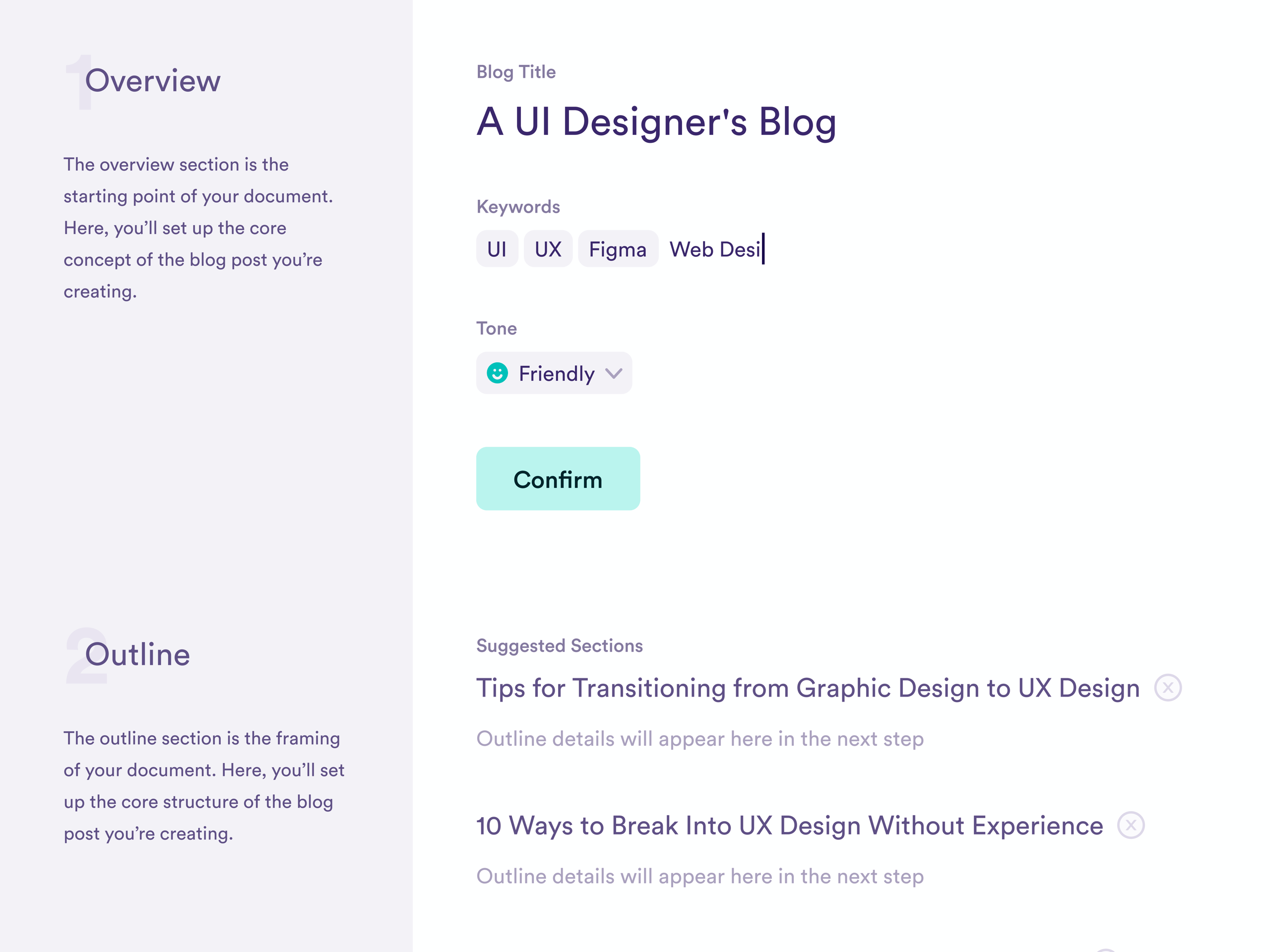 copy.ai Text Editor Wireframe