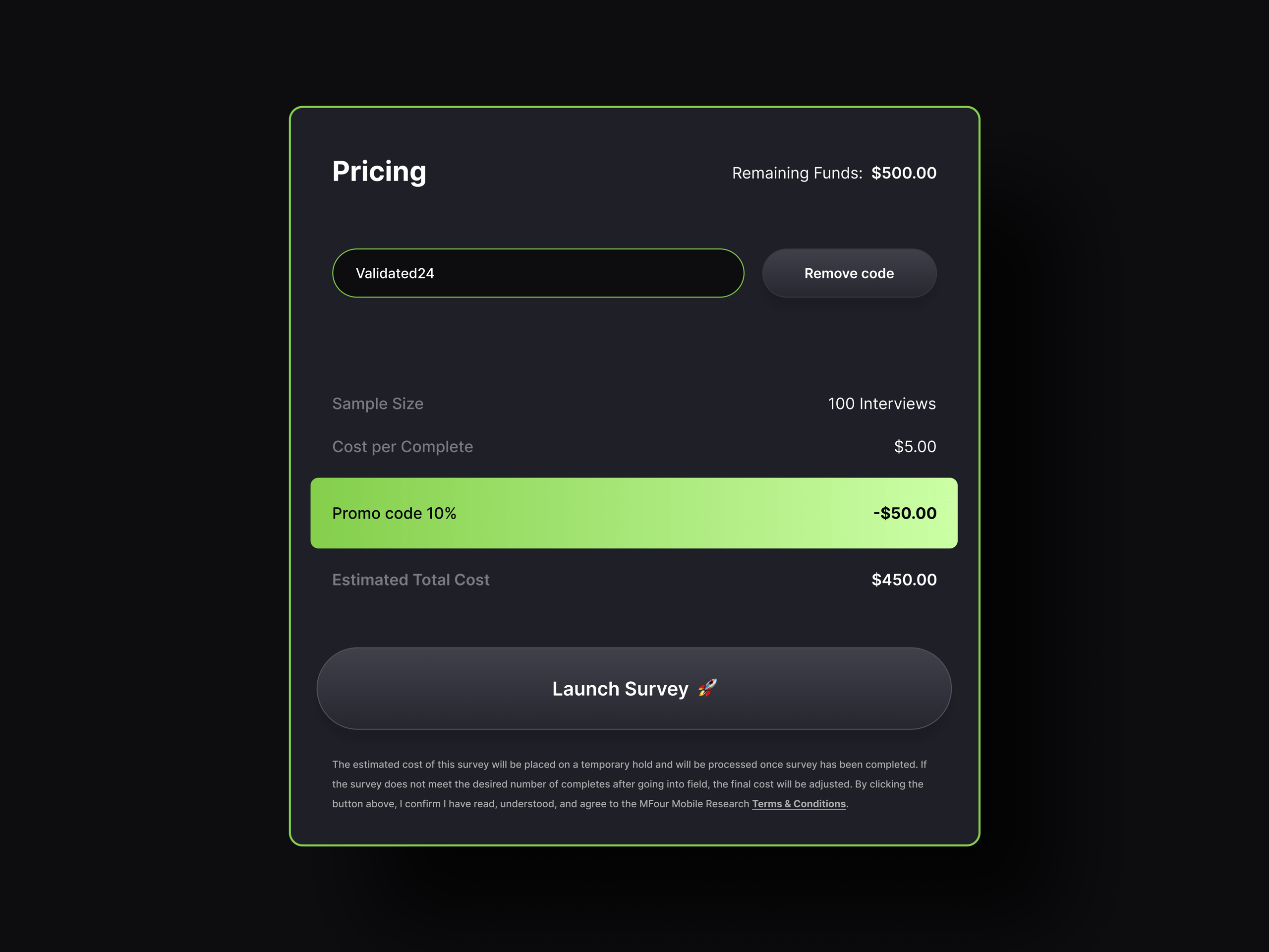 Promo Code Confirmation