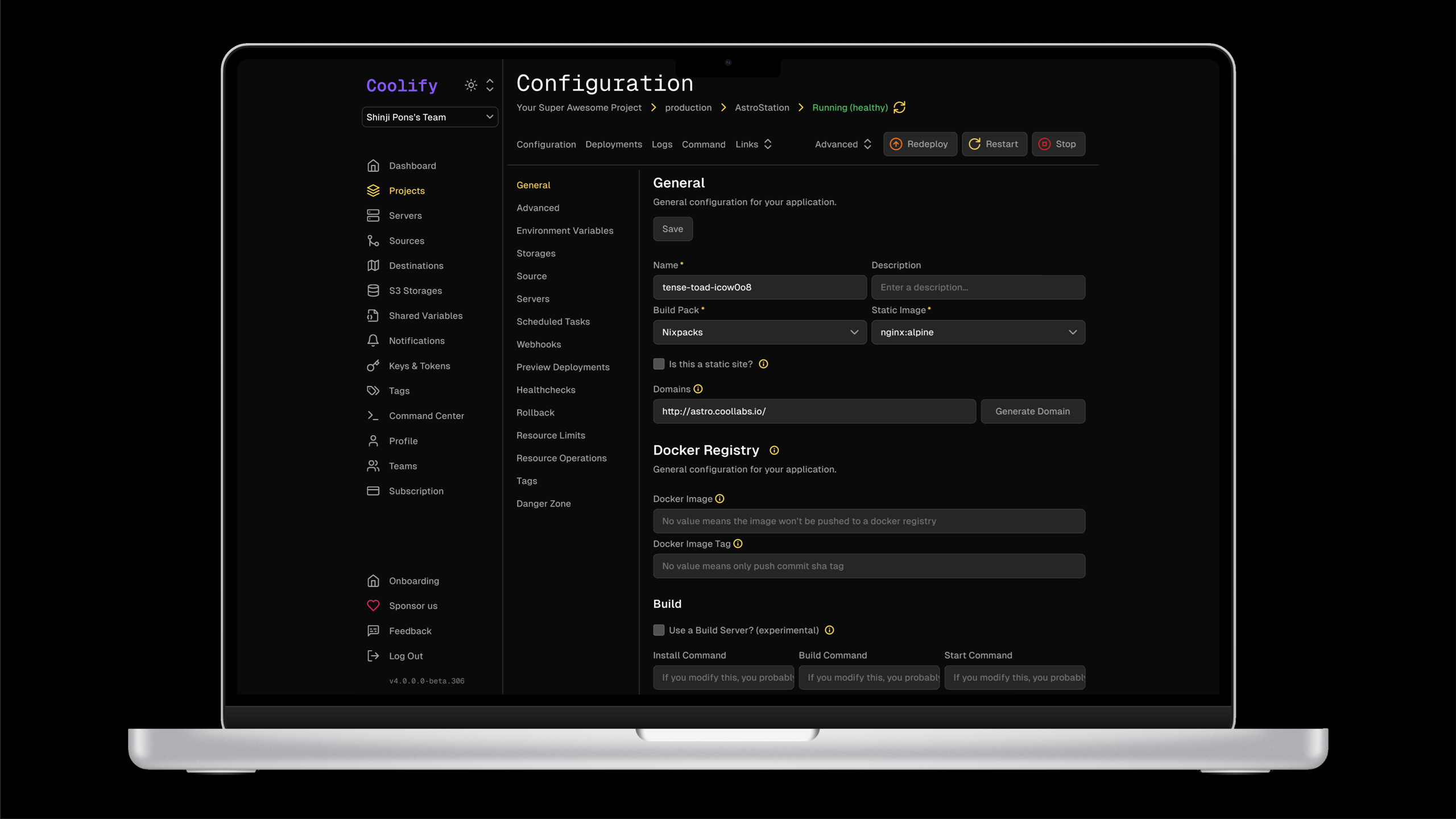 Coolify UI redesign