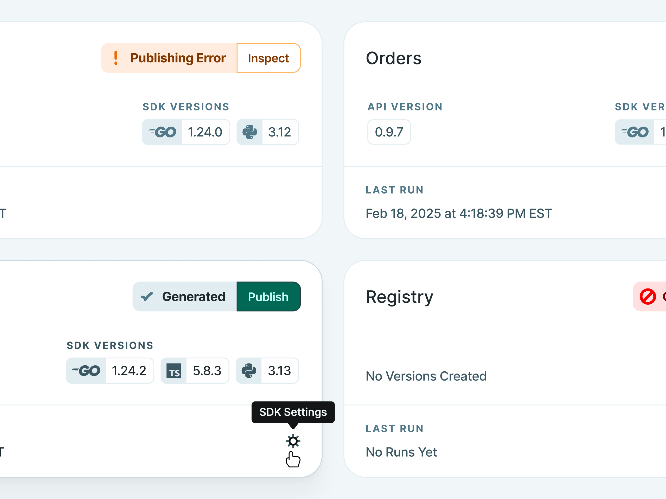 API Dashboard Cards