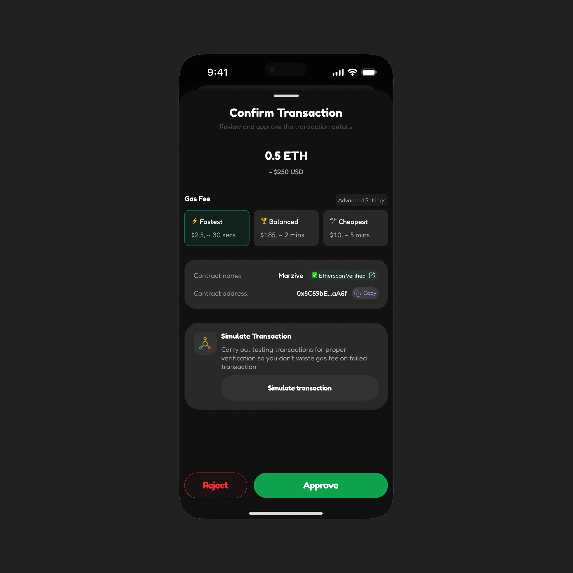Smart Contract UI transaction