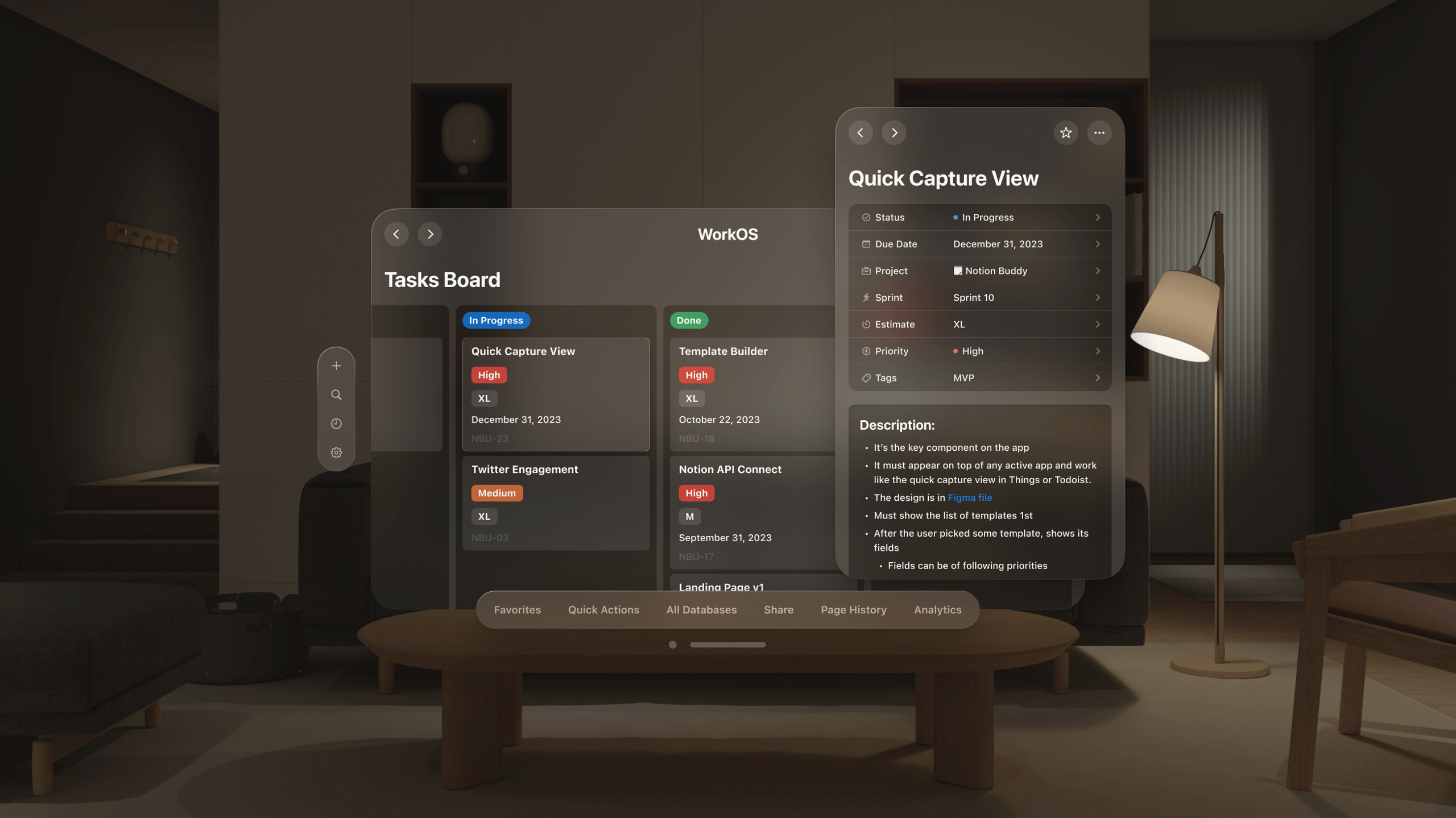 Notion concept for VisionOS