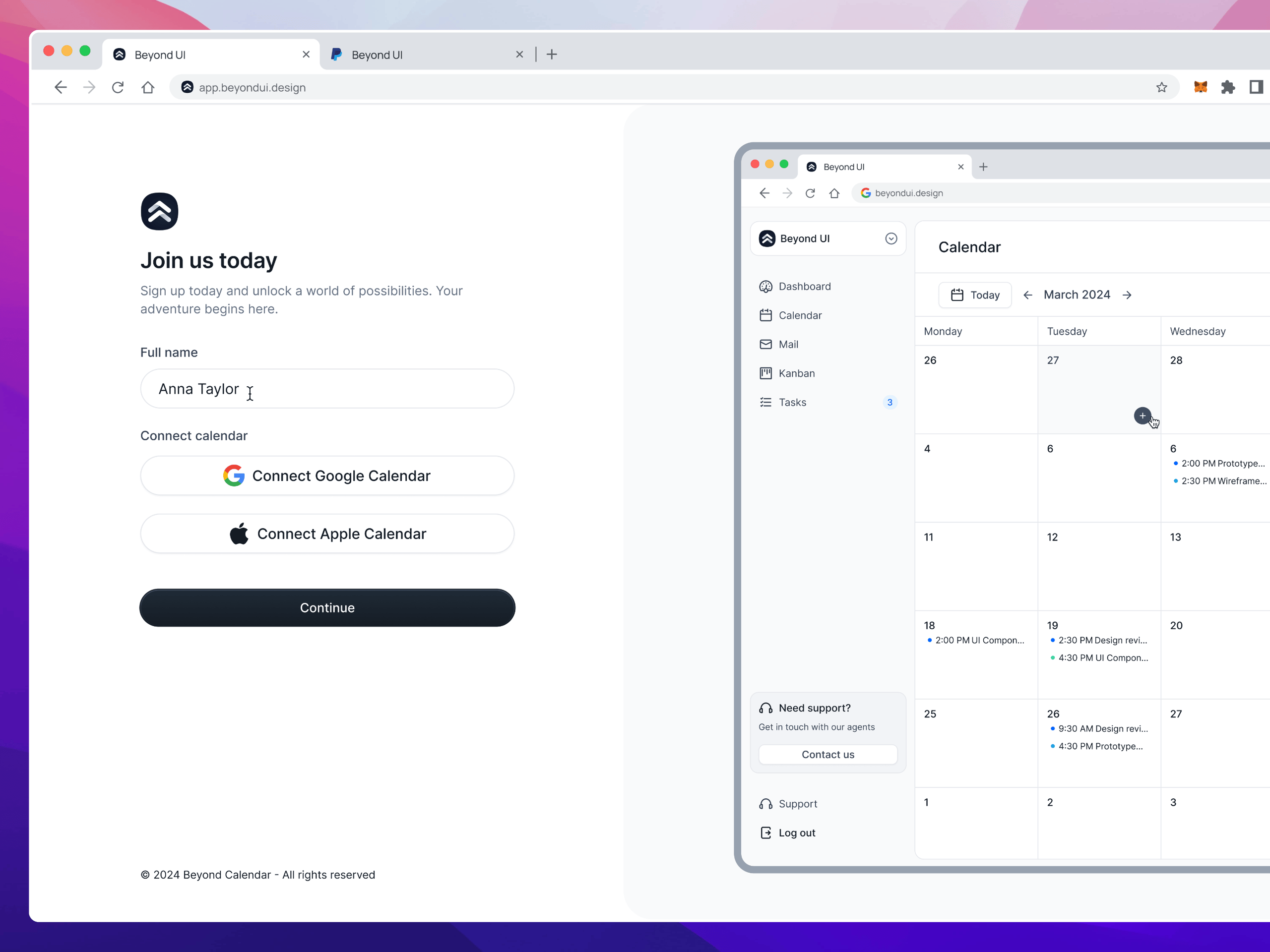 Authentication Page UI