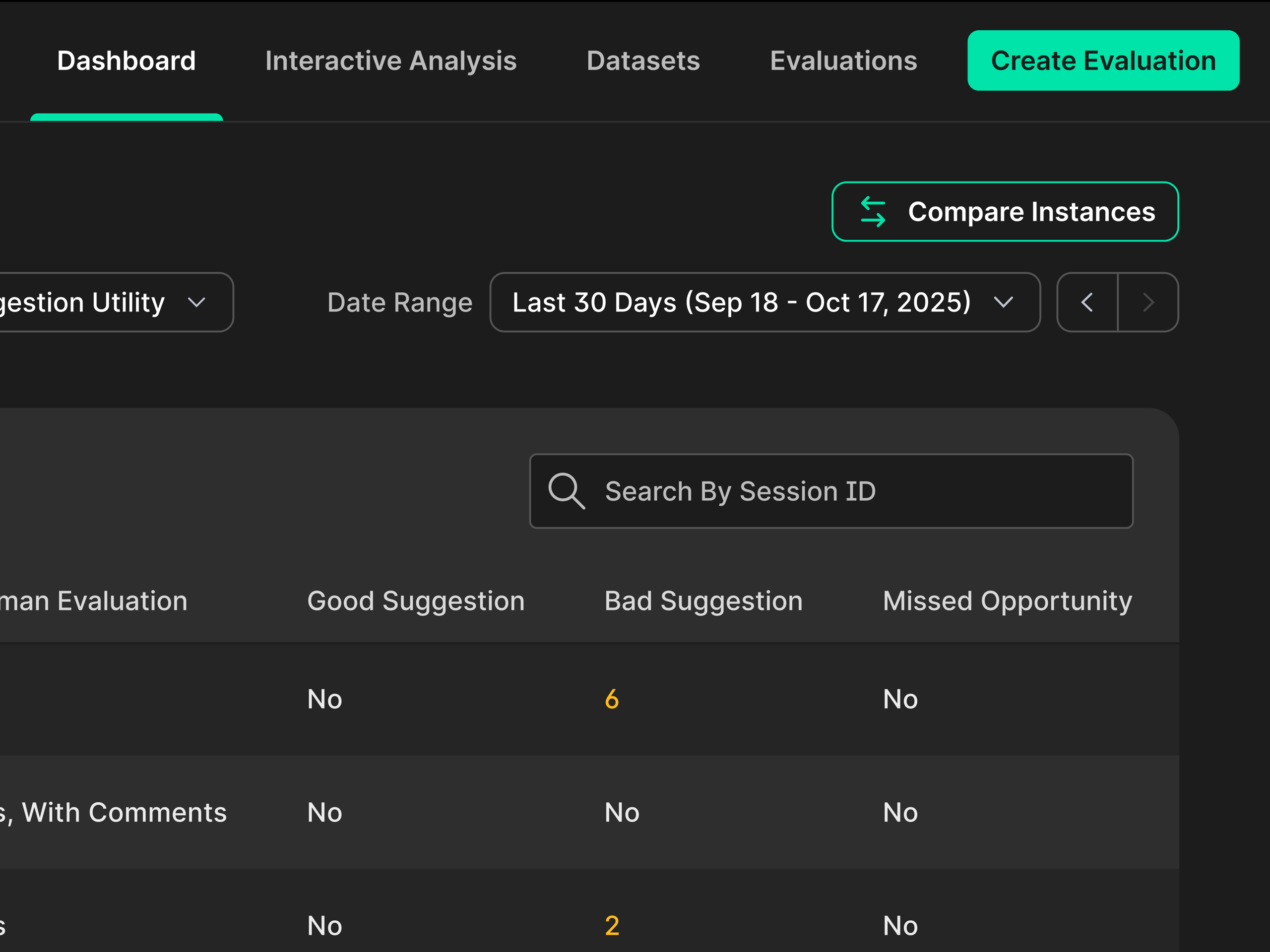 Internal Tool Data Table