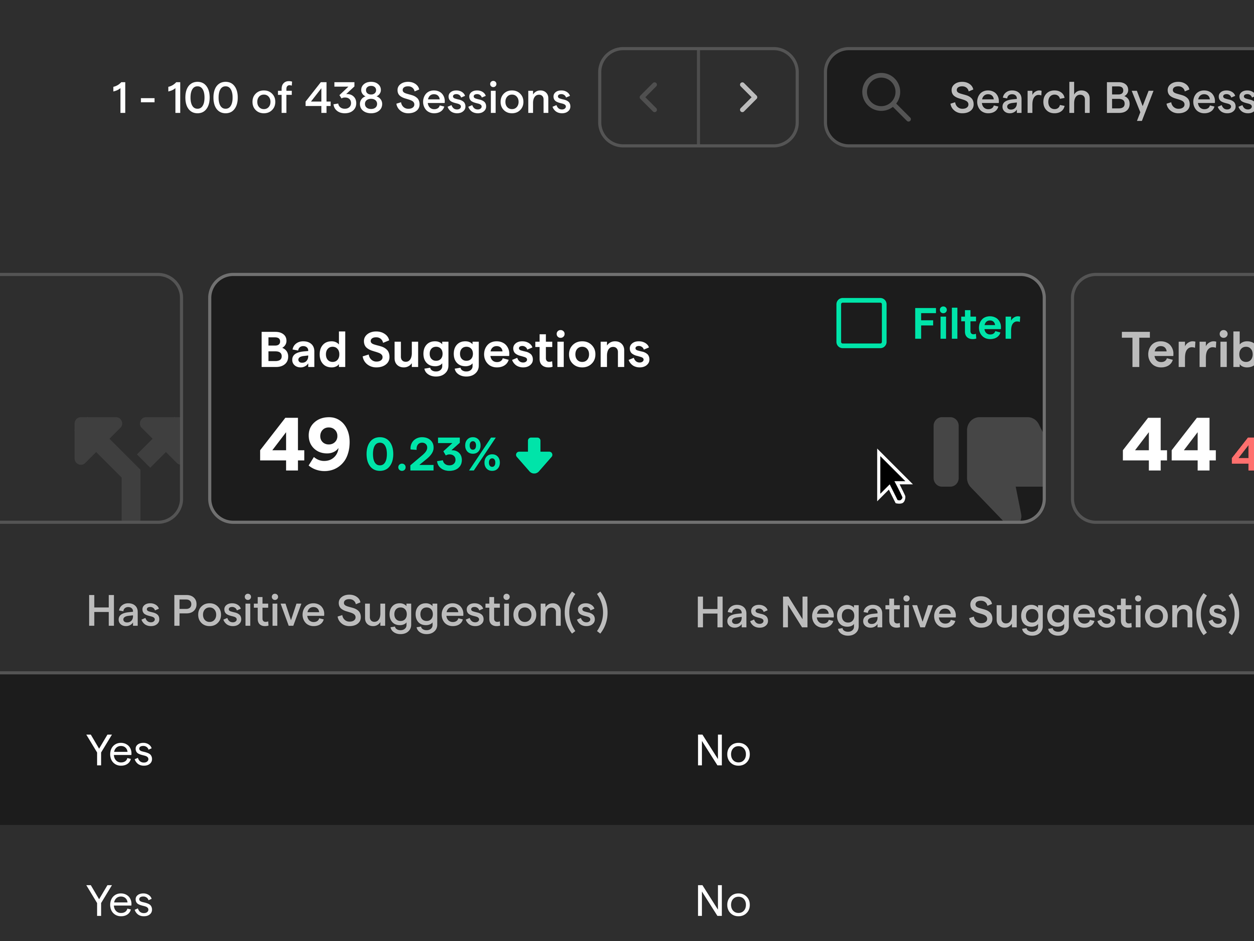 Internal Tool Filter Hover State