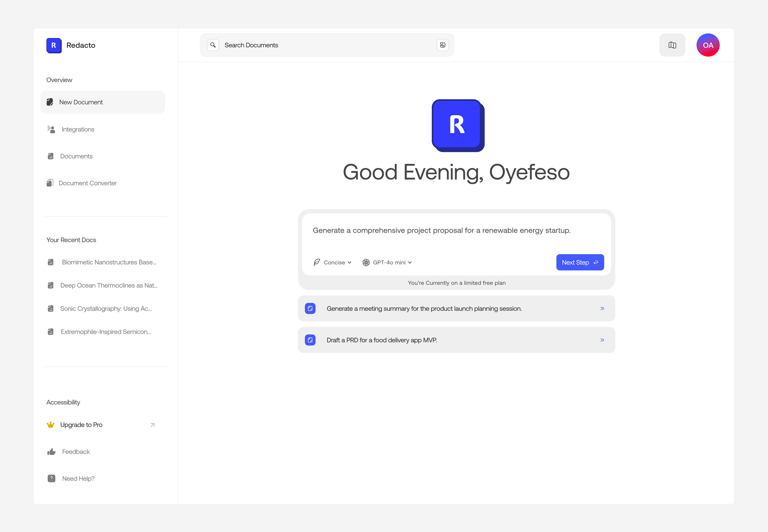 AI Document Generator - New Prompt 🚧 