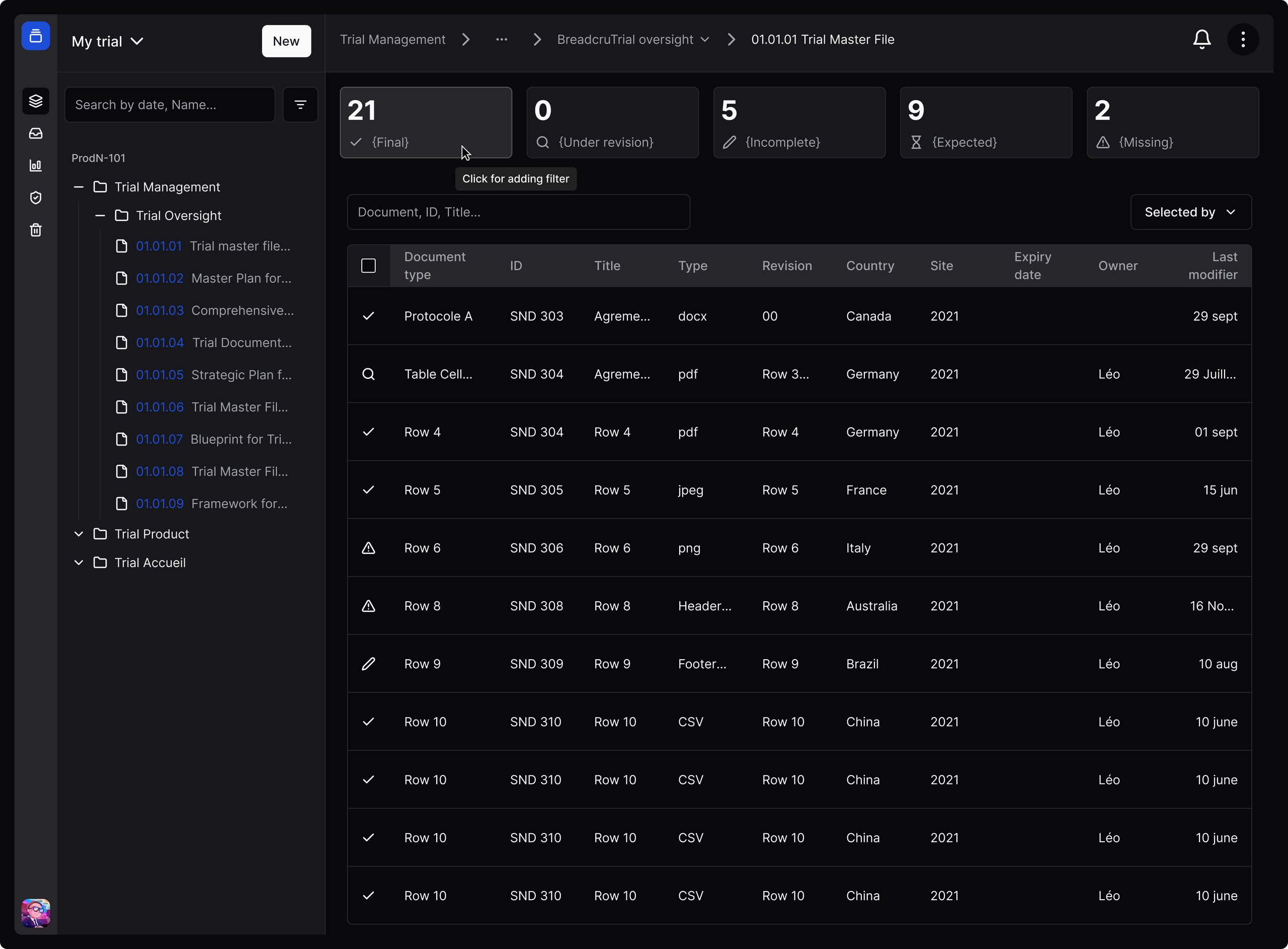 Dark Mode Table
