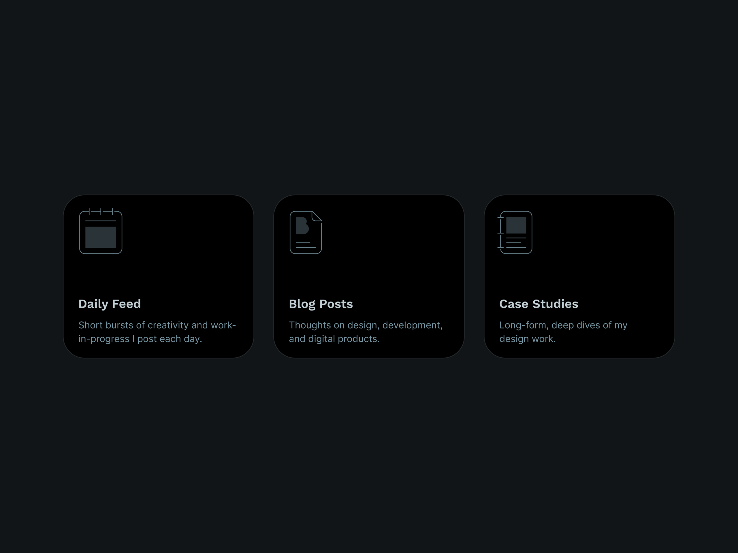 Personal Site Navigation Section Cards