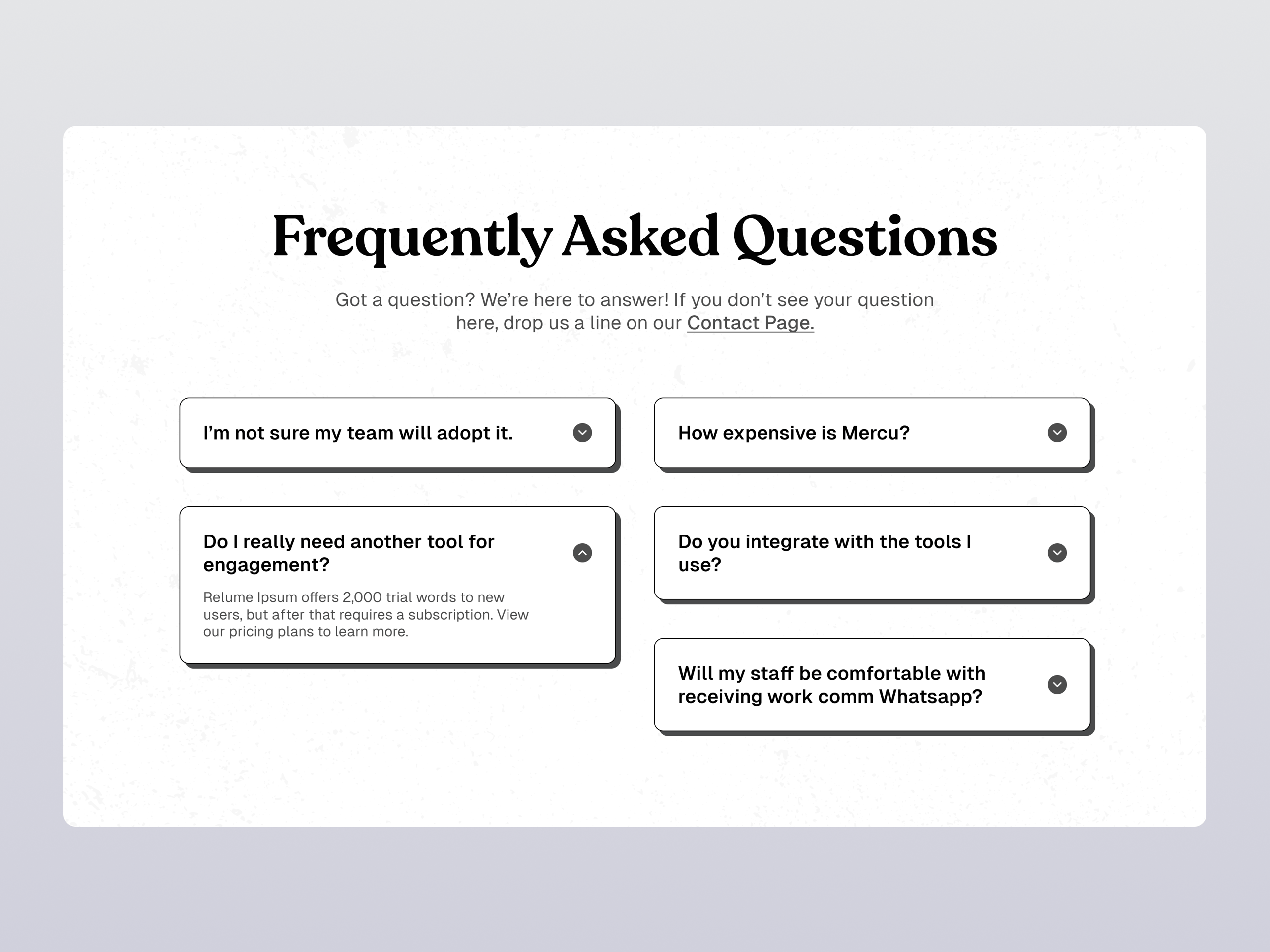 FAQ Section UI Design