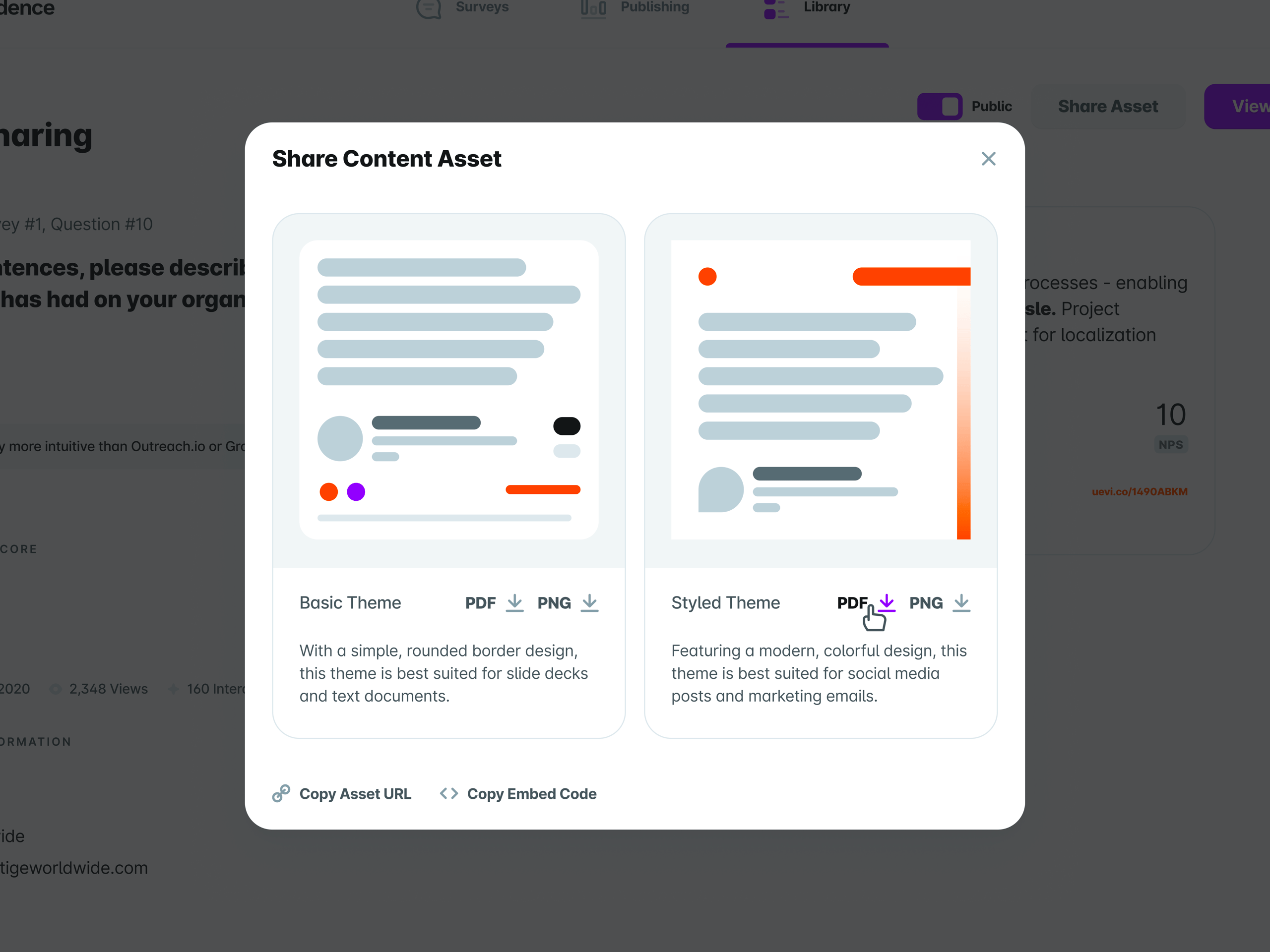Share Content Asset Modal