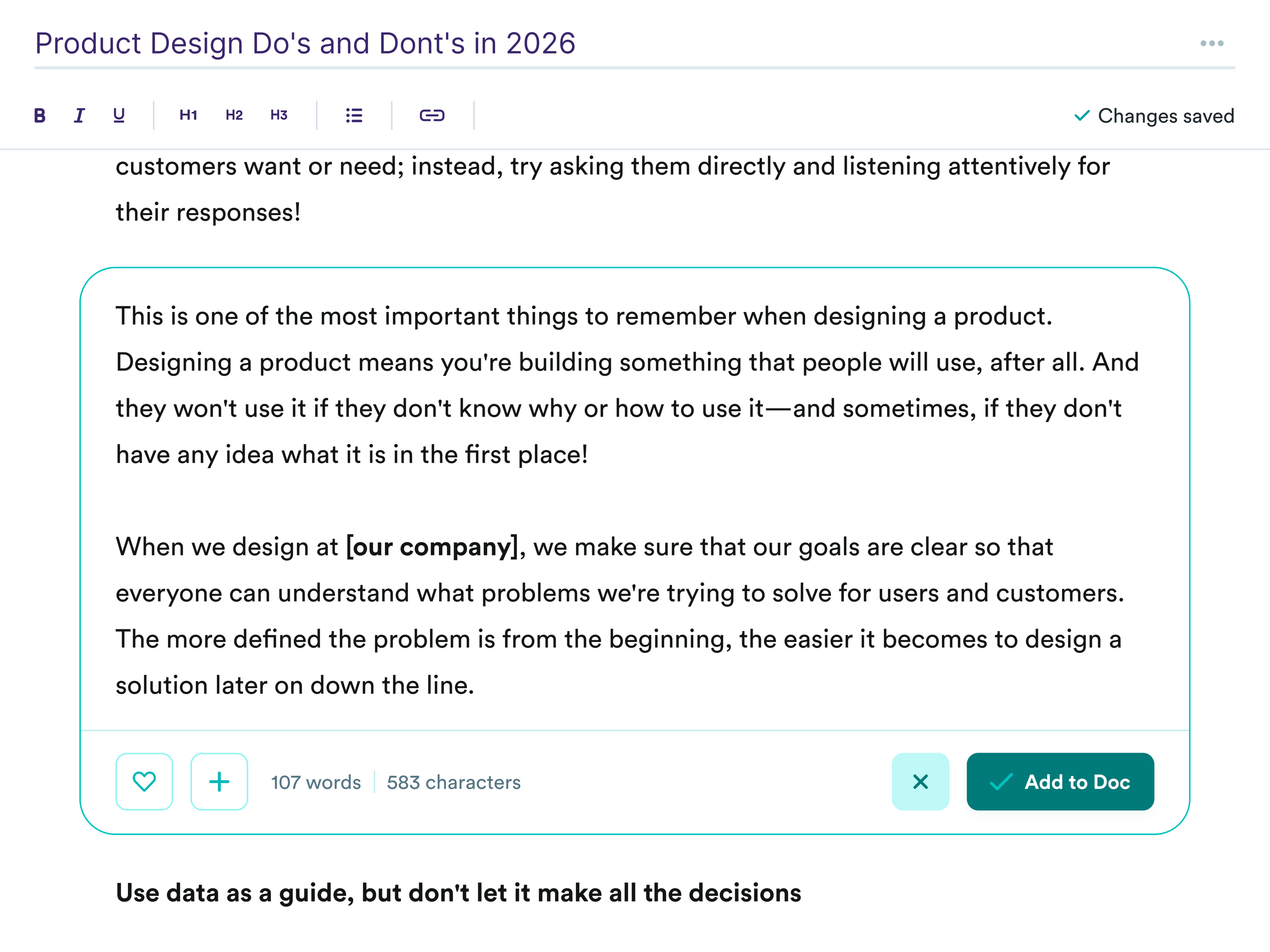copy.ai Generation-in-Doc Feature