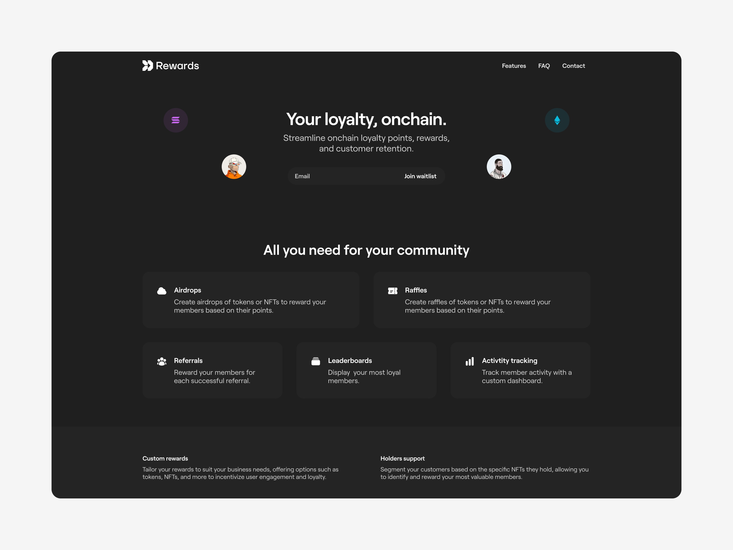 Rewards - dark mode landing