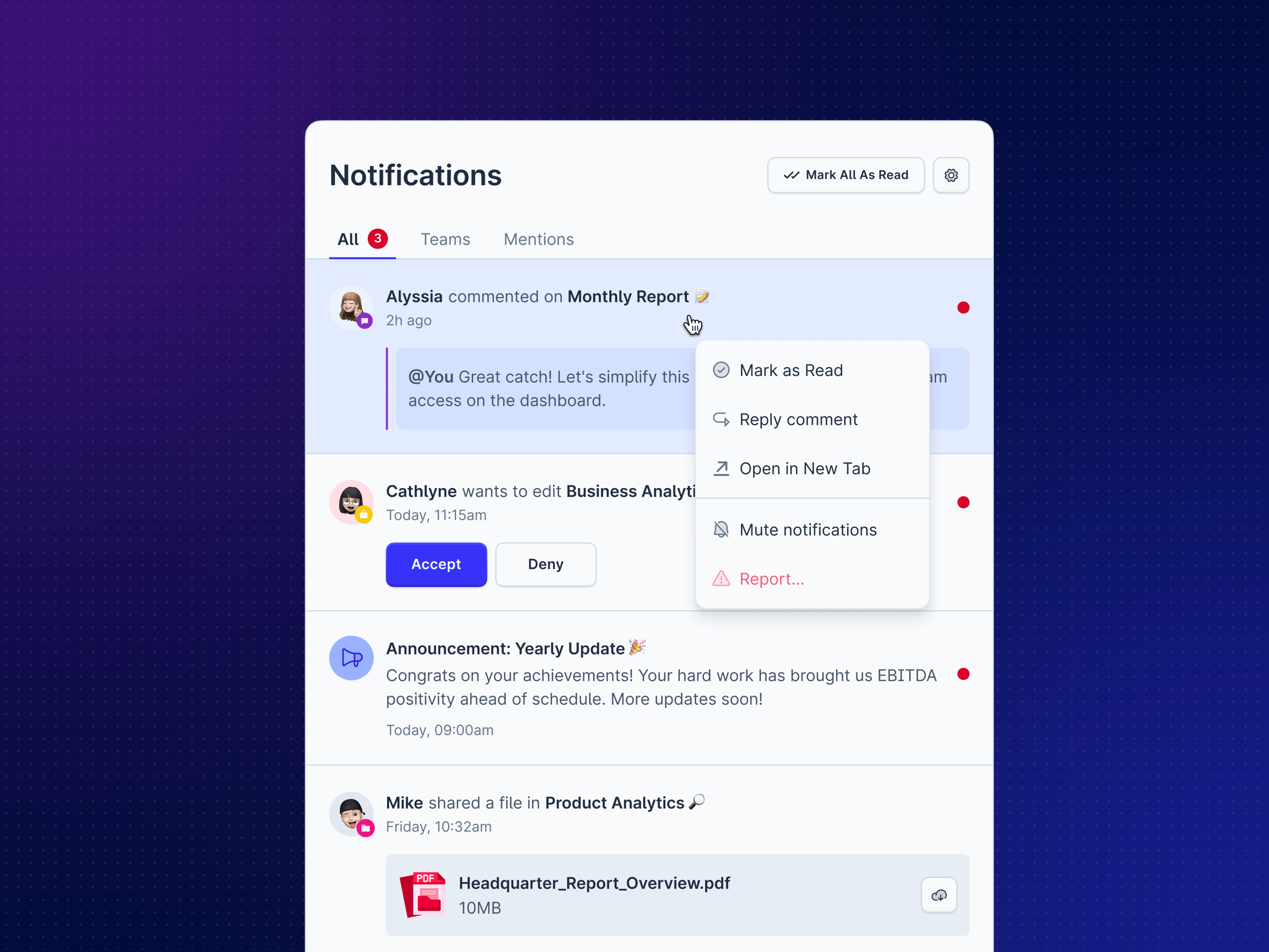Notification Component with Micro Interaction