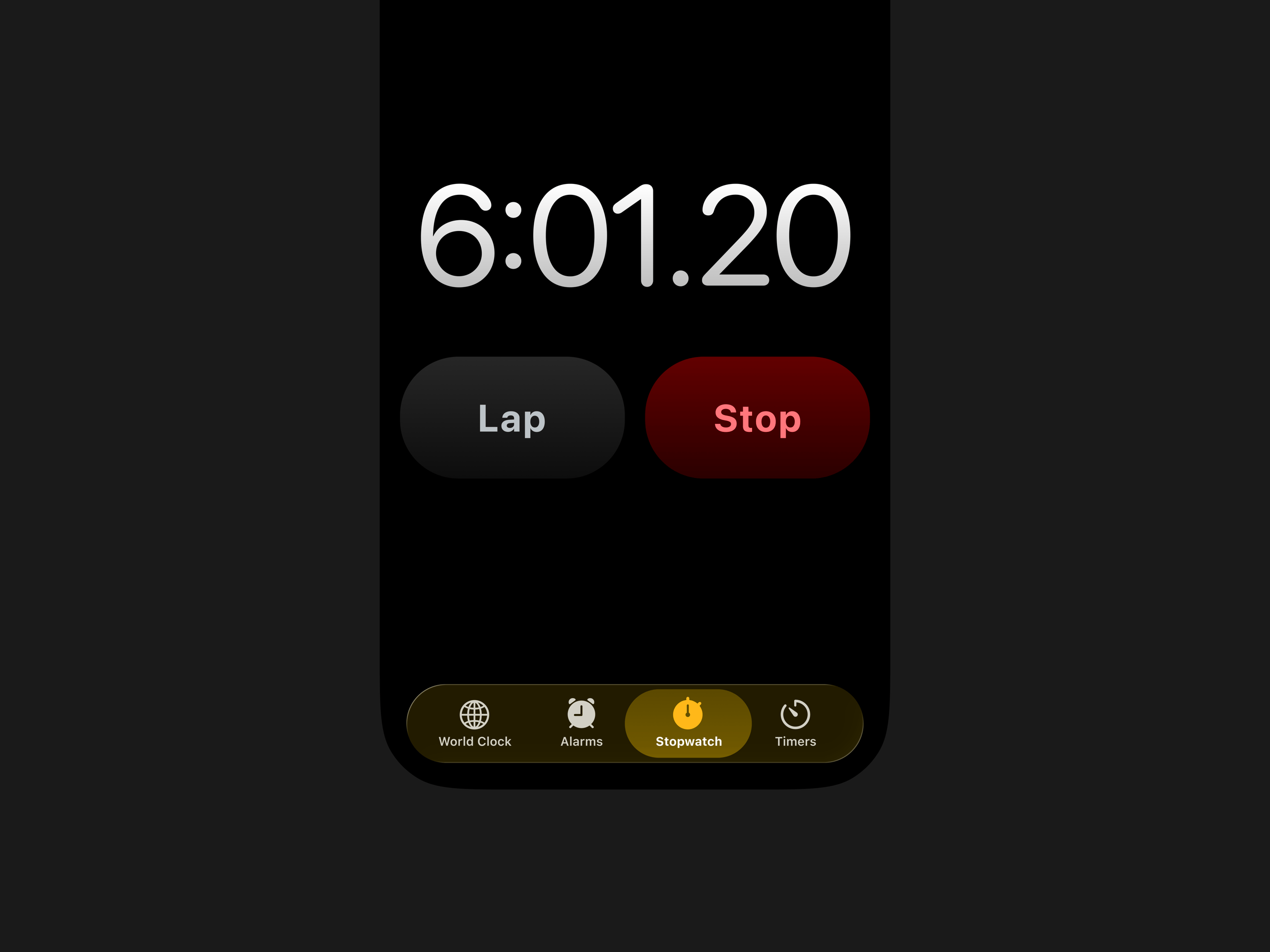 iOS 26 Stopwatch Redesign Concept
