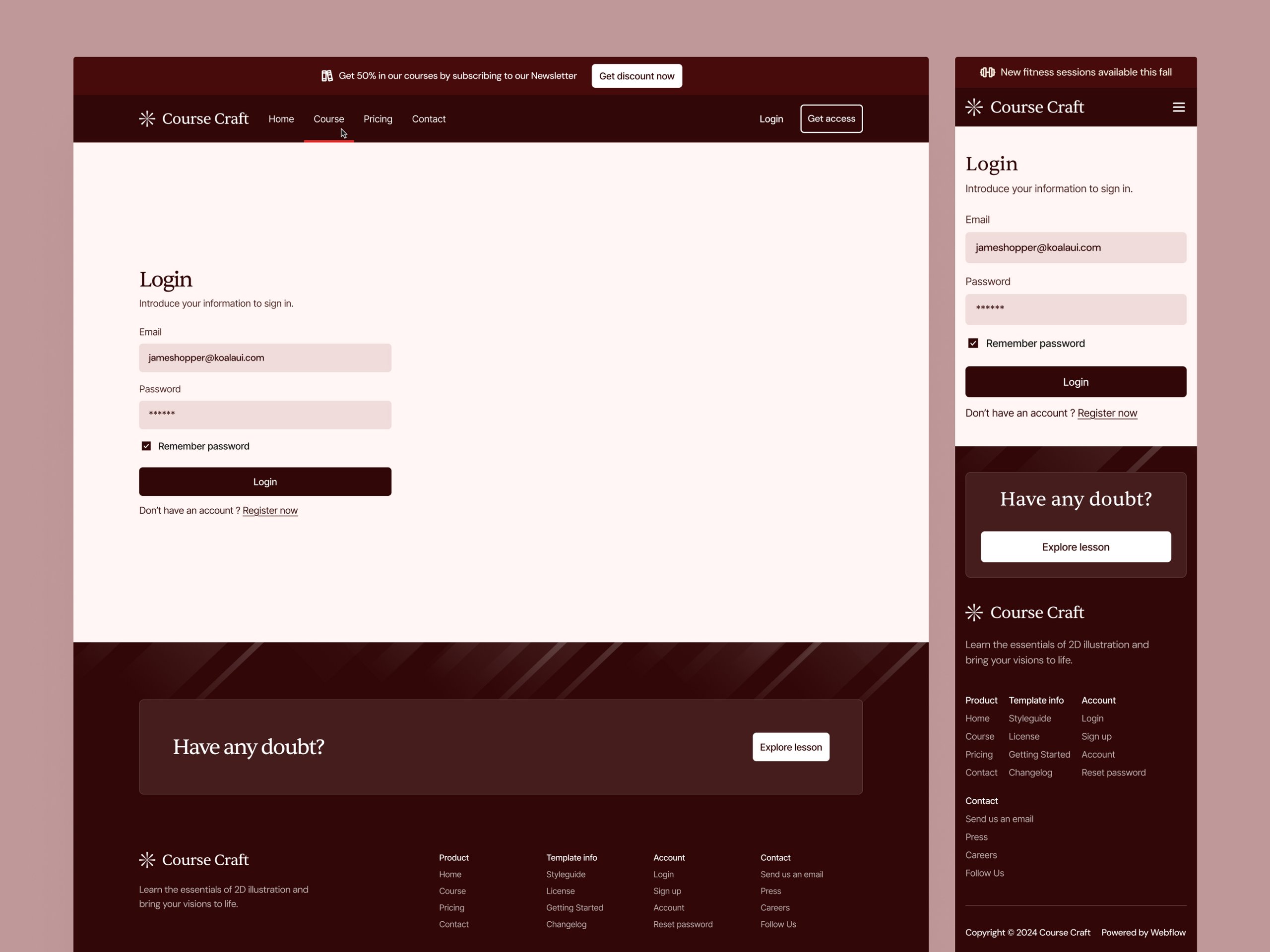 Login Page · Course Craft Template