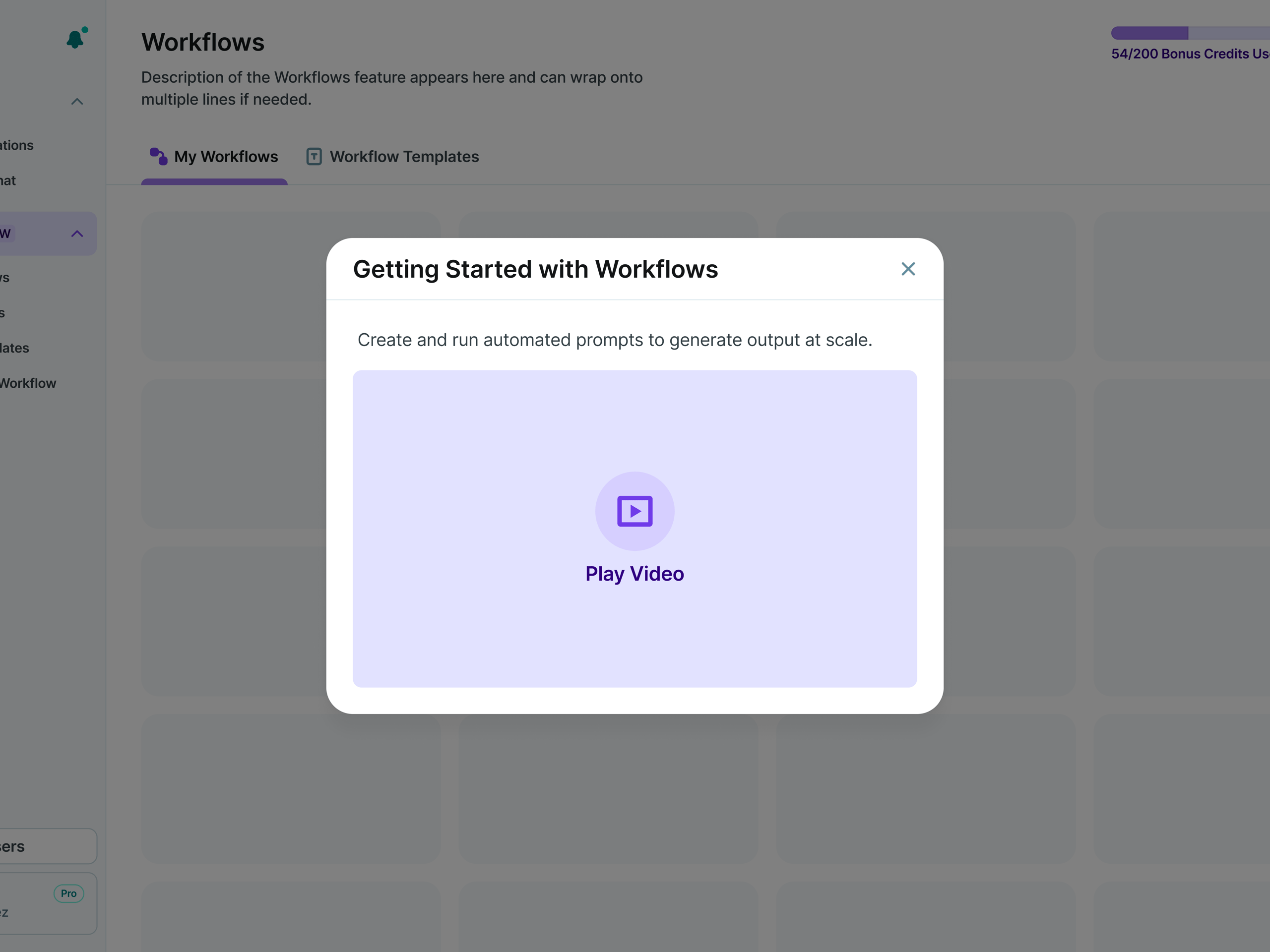 Workflows Video Modal
