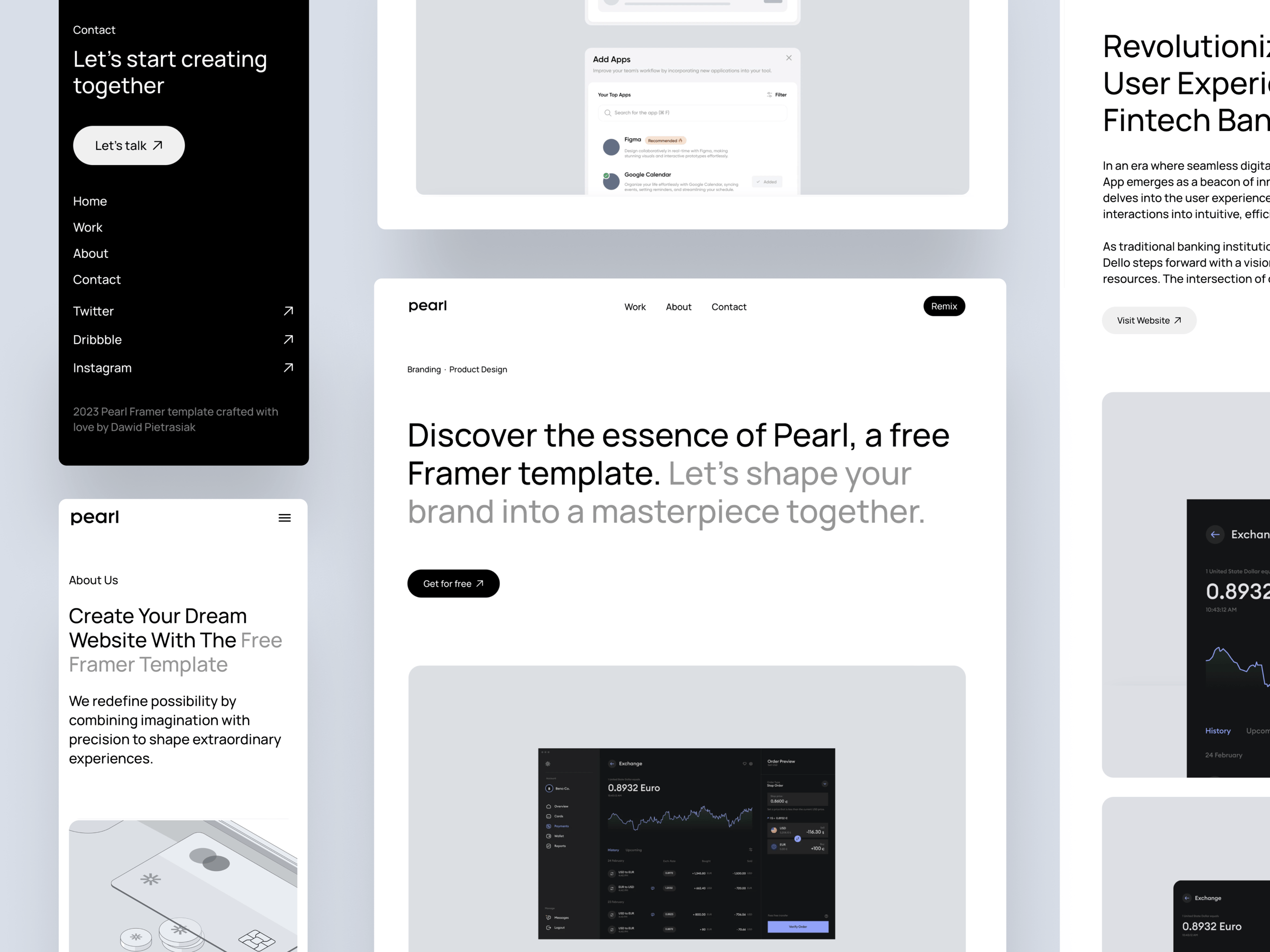 PEARL. Free Framer Creative Portfolio Template
