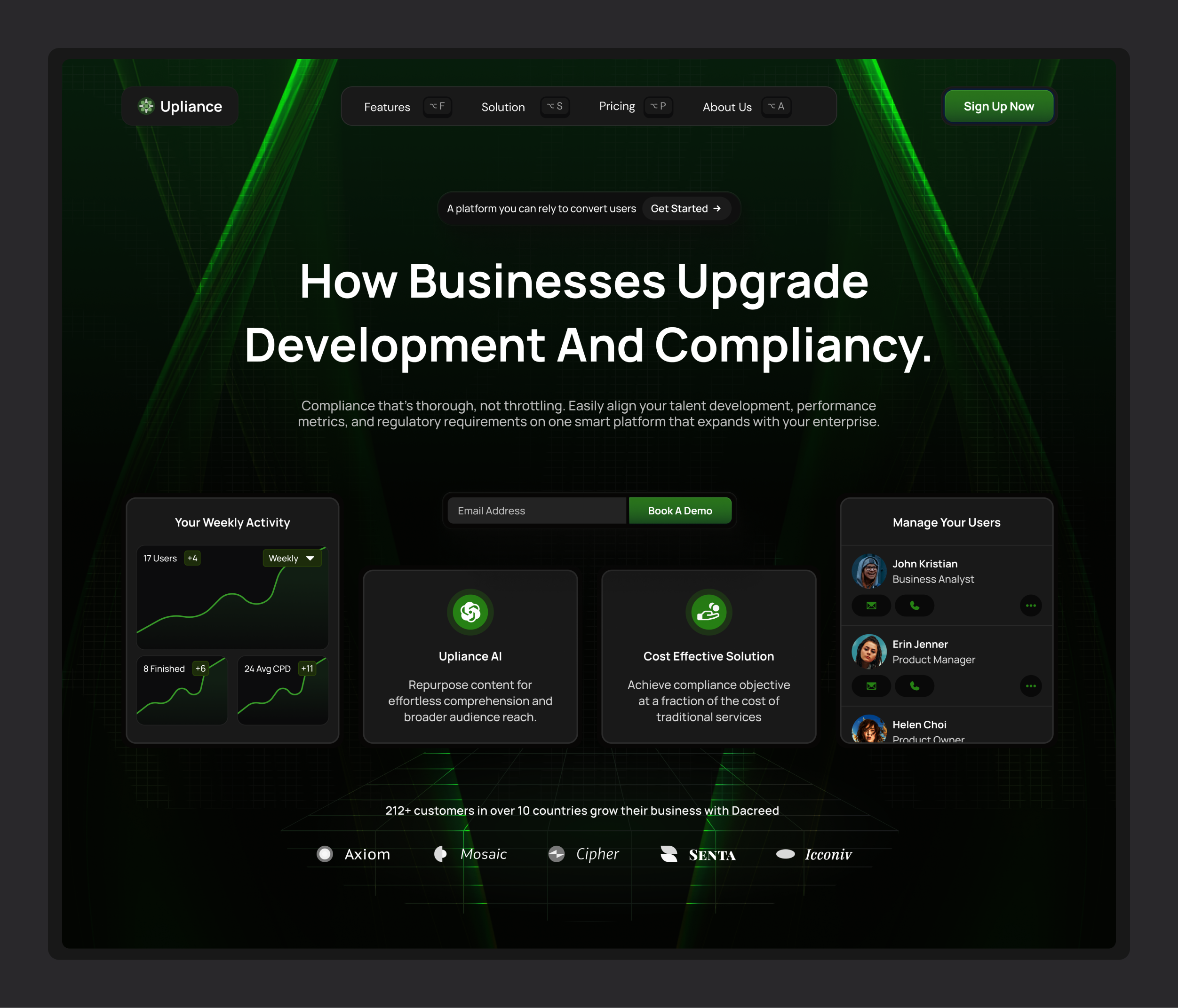 Compliance company landing page 