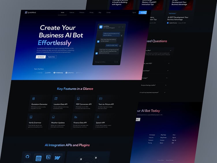 SynthMind - AI Web3 Bot Business & Technology Startup - Homepage

